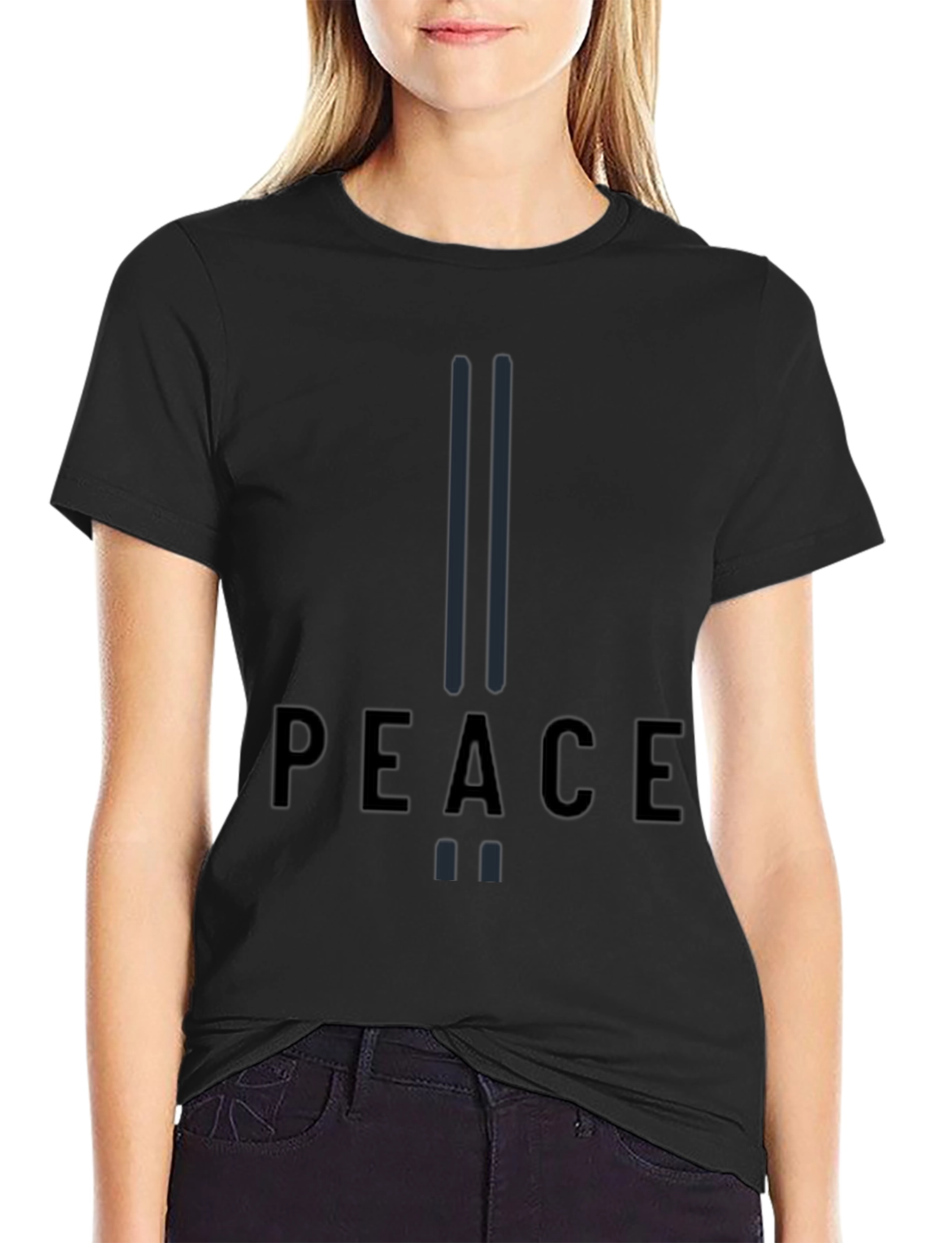 Peace Graphic Print Black T-Shirt