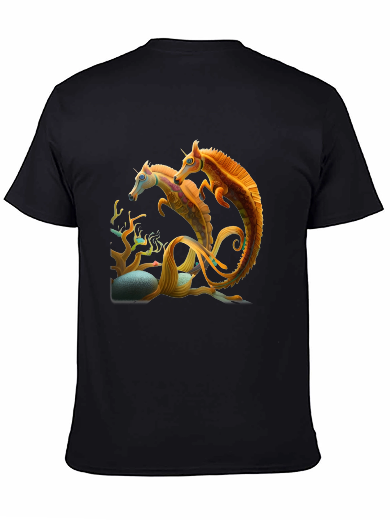 Fantasy Seahorse Graphic Tee - Mens Black T-Shirt