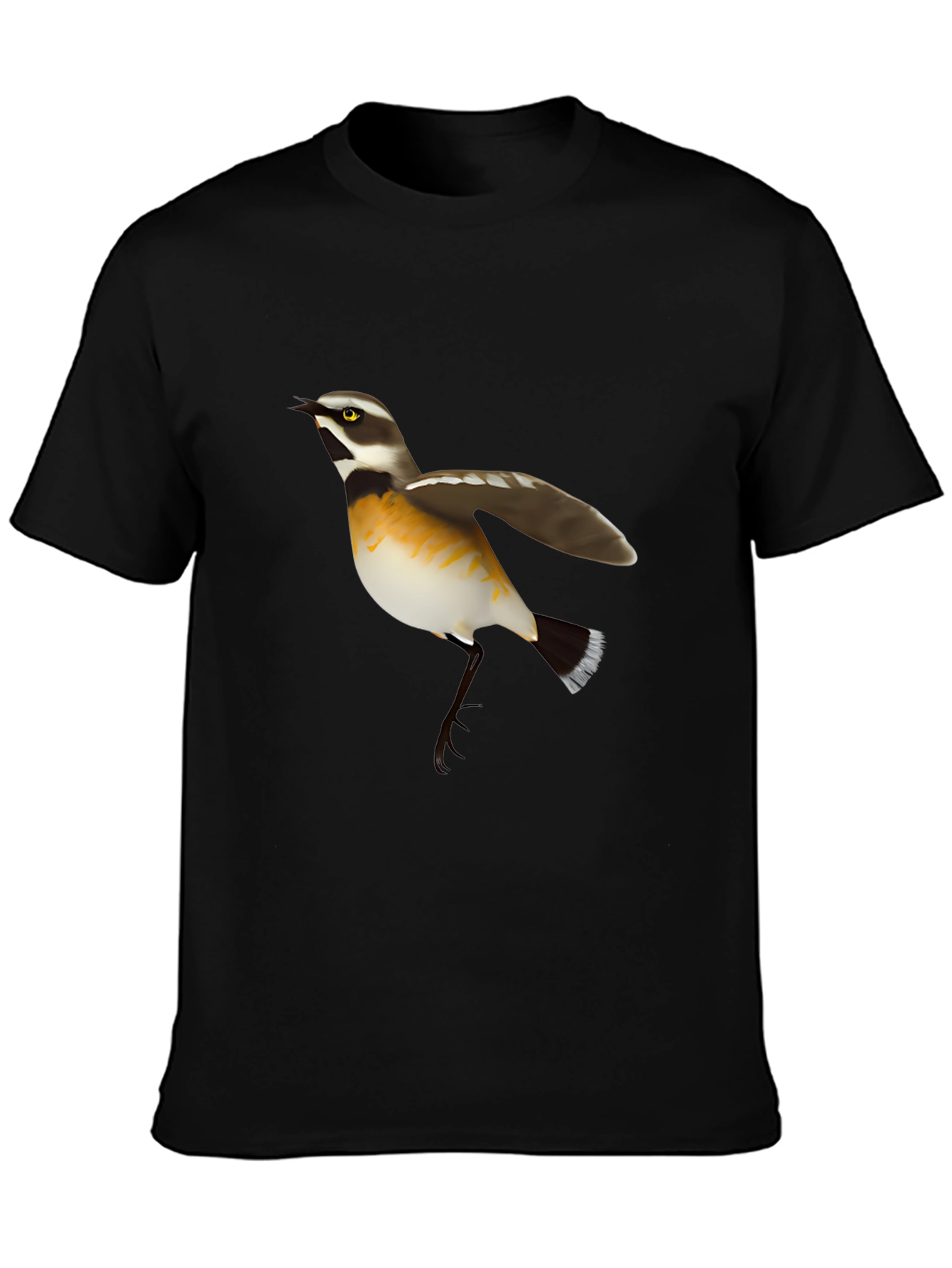 Bird Graphic Tee - Black Cotton Casual T-Shirt
