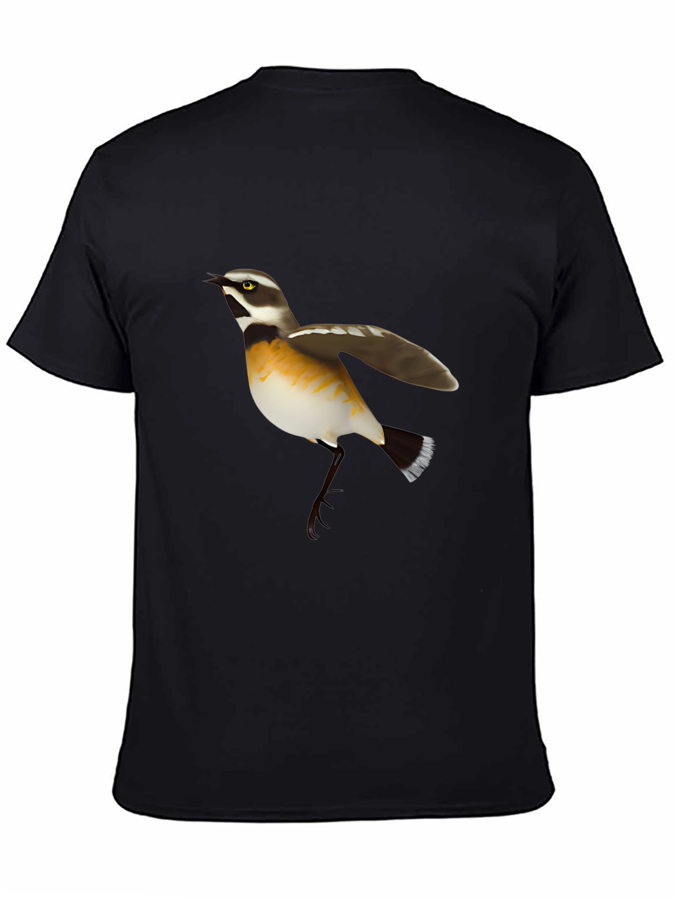 Bird Graphic Tee - Black Cotton Casual T-Shirt