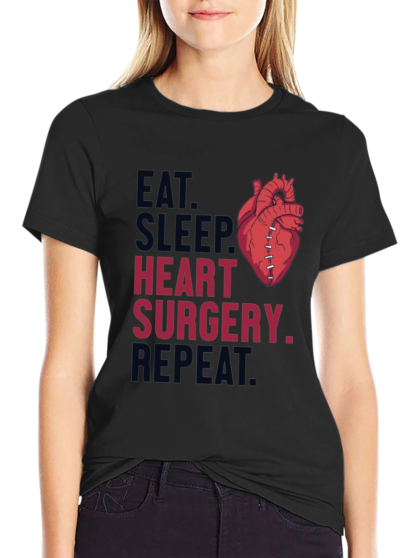 Eat Sleep Heart Surgery Repeat Graphic Tee