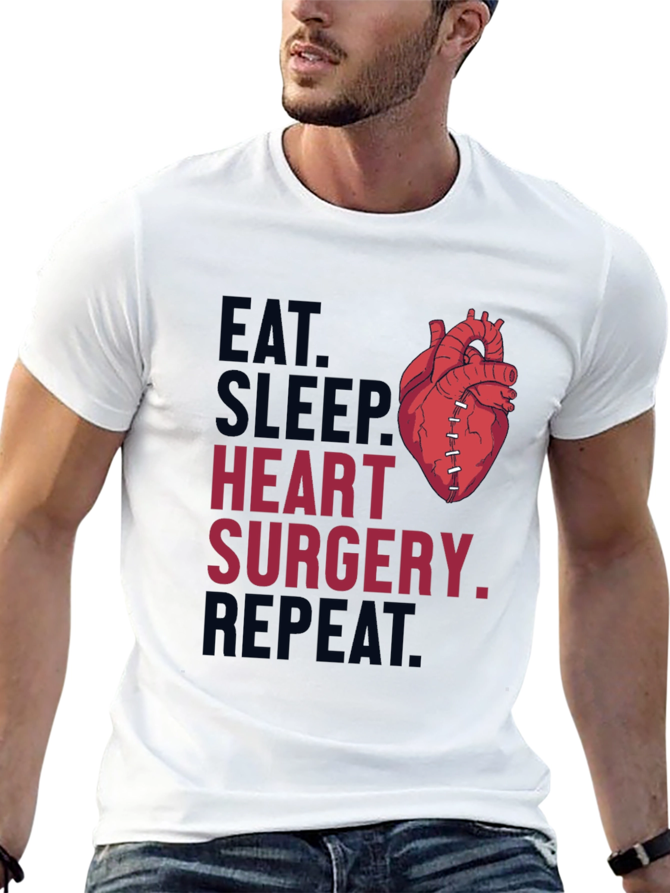 Eat Sleep Heart Surgery Repeat Graphic Tee