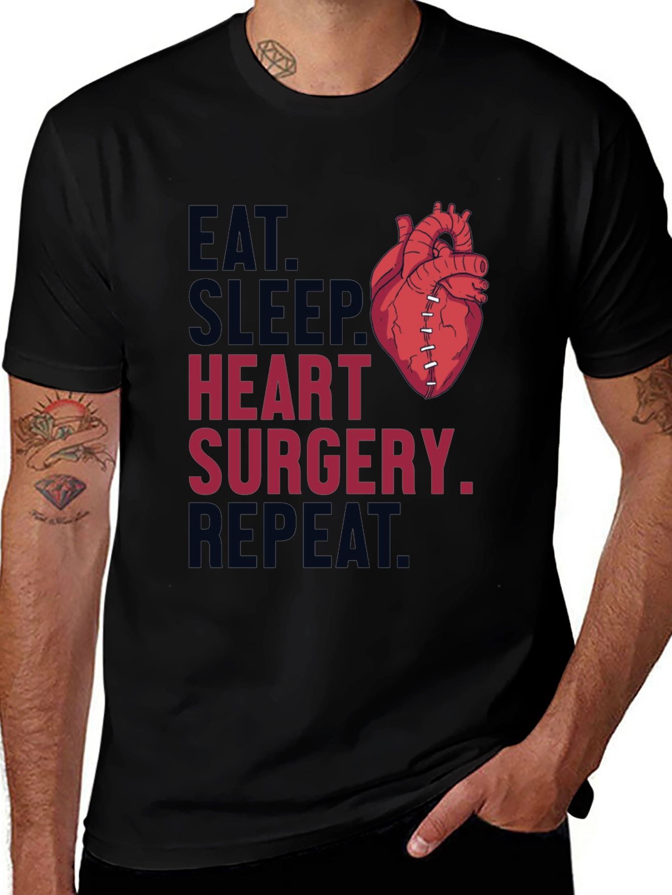 Eat Sleep Heart Surgery Repeat Graphic Tee