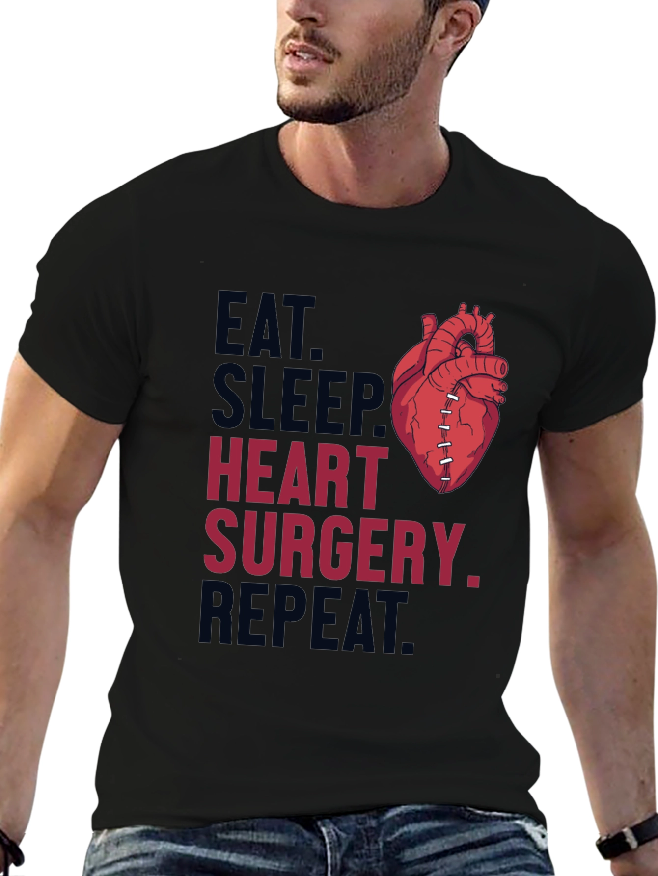 Eat Sleep Heart Surgery Repeat Graphic Tee