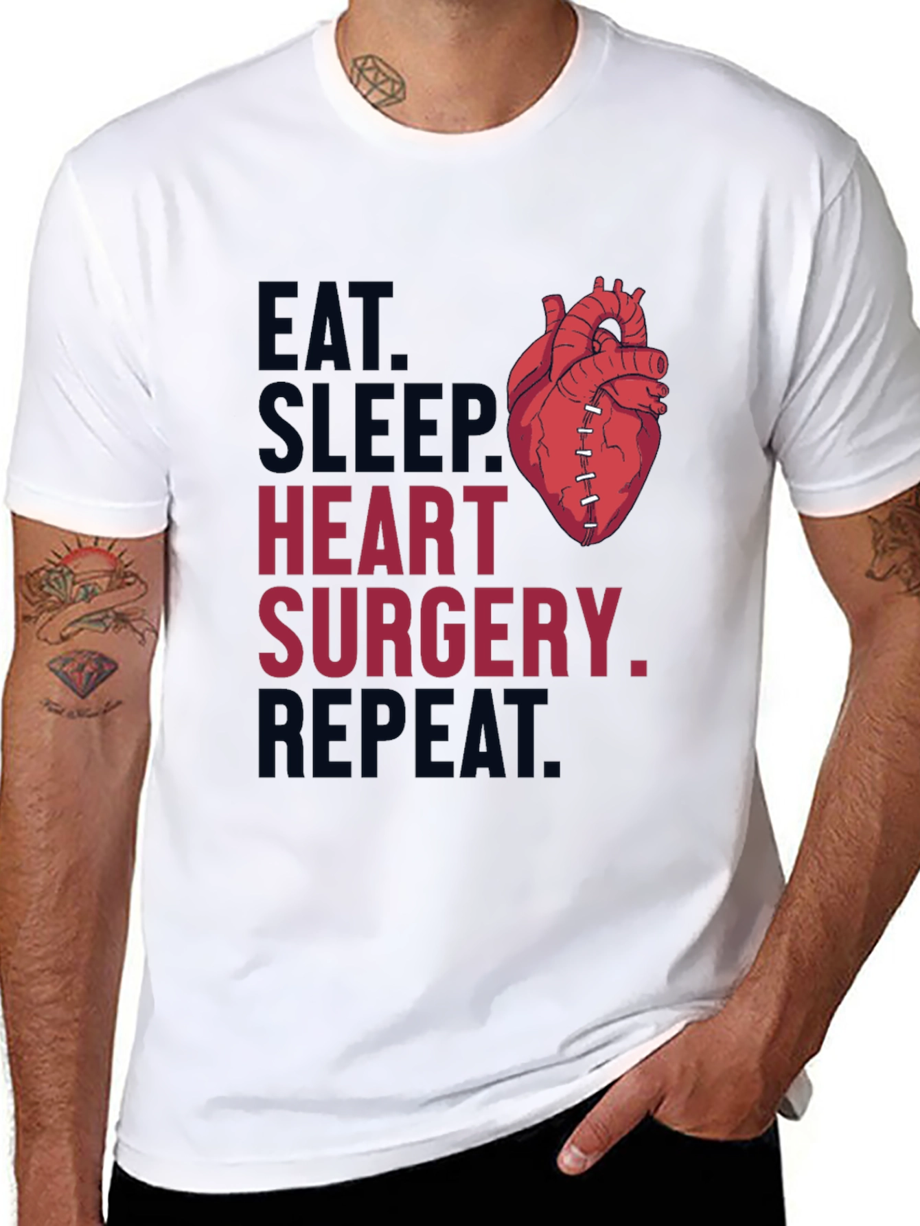 Eat Sleep Heart Surgery Repeat Graphic Tee