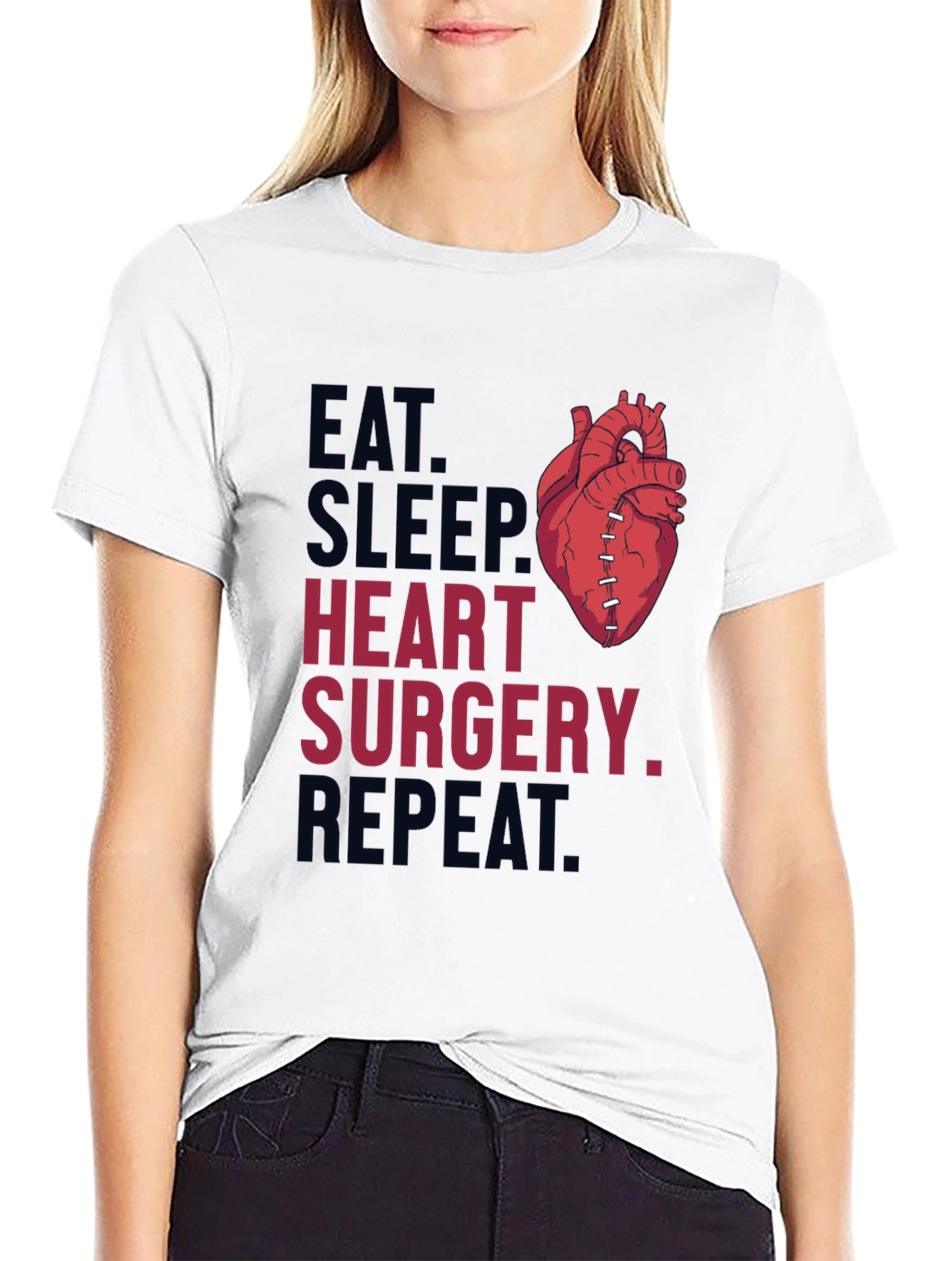 Eat Sleep Heart Surgery Repeat Graphic Tee