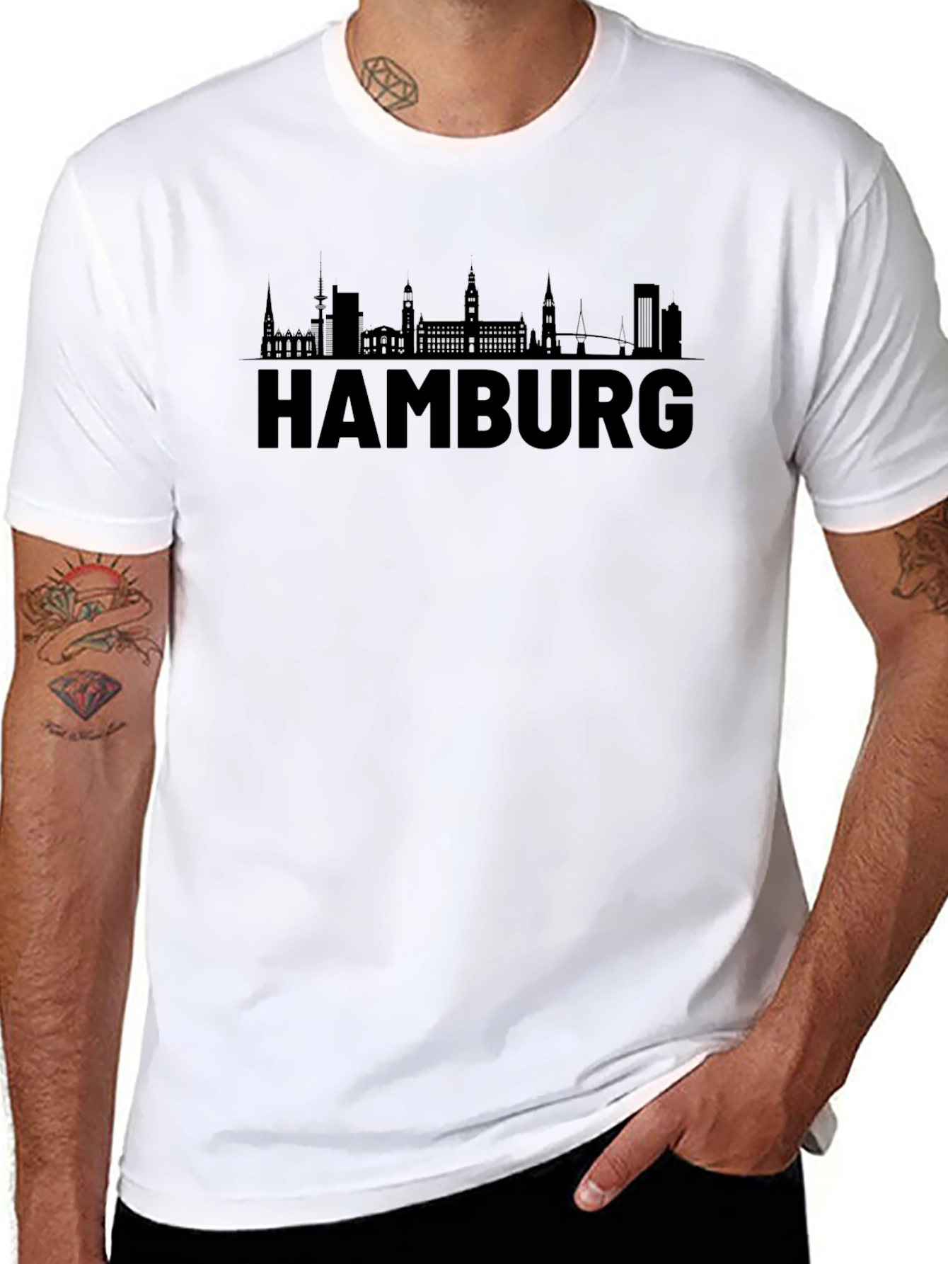 Hamburg Skyline Black T-Shirt