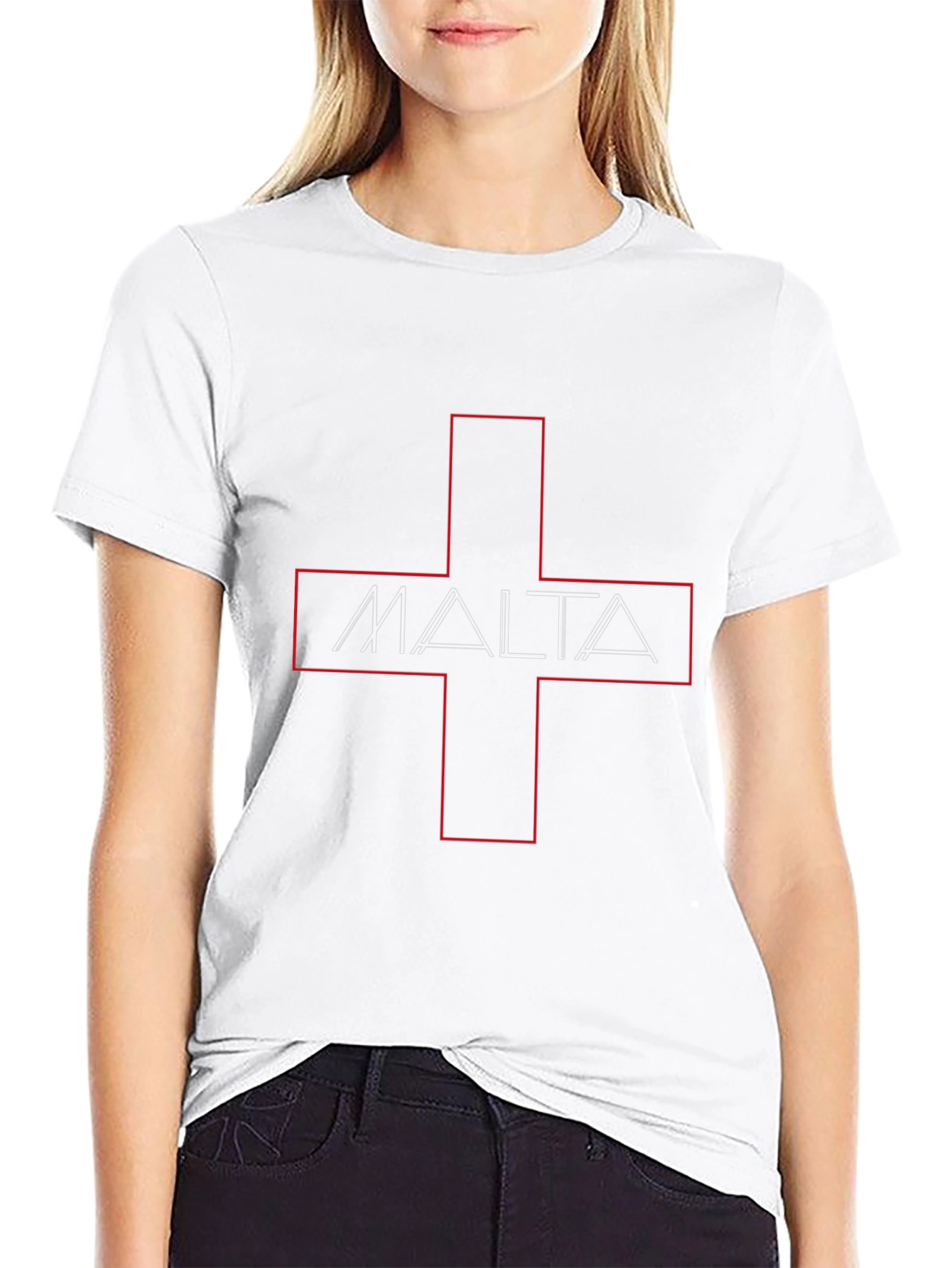 Malta T-Shirt with Red Cross Design - Classic Fit