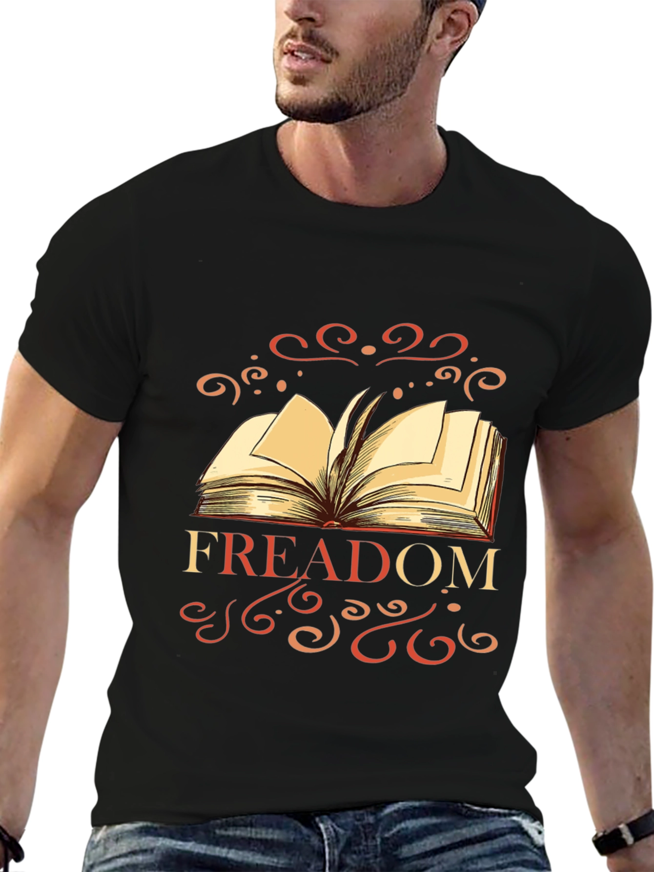 FREADOM Book Graphic Tee - Black Cotton Blend T-Shirt
