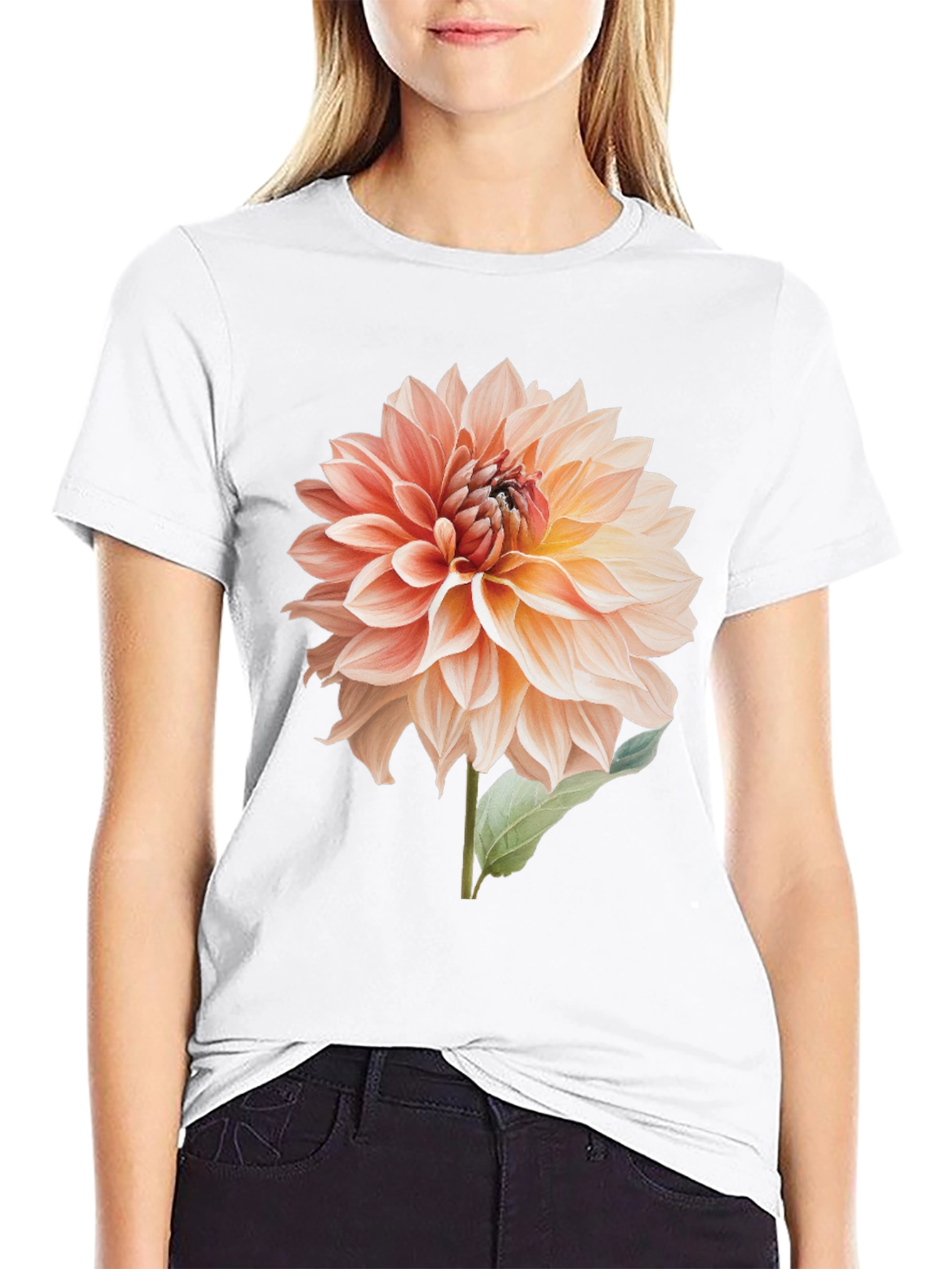 Floral Dahlia Graphic T-Shirt - Black