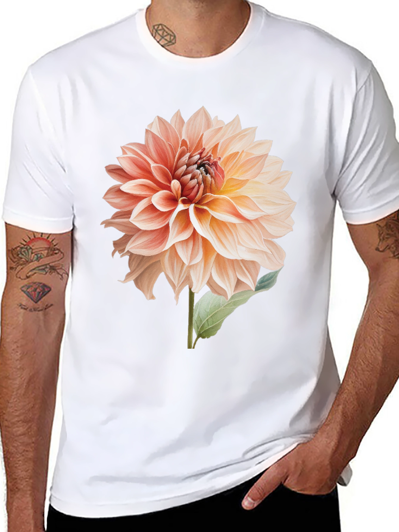Floral Dahlia Graphic T-Shirt - Black