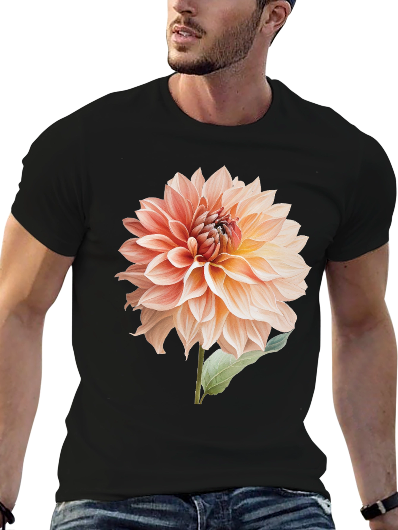 Floral Dahlia Graphic T-Shirt - Black