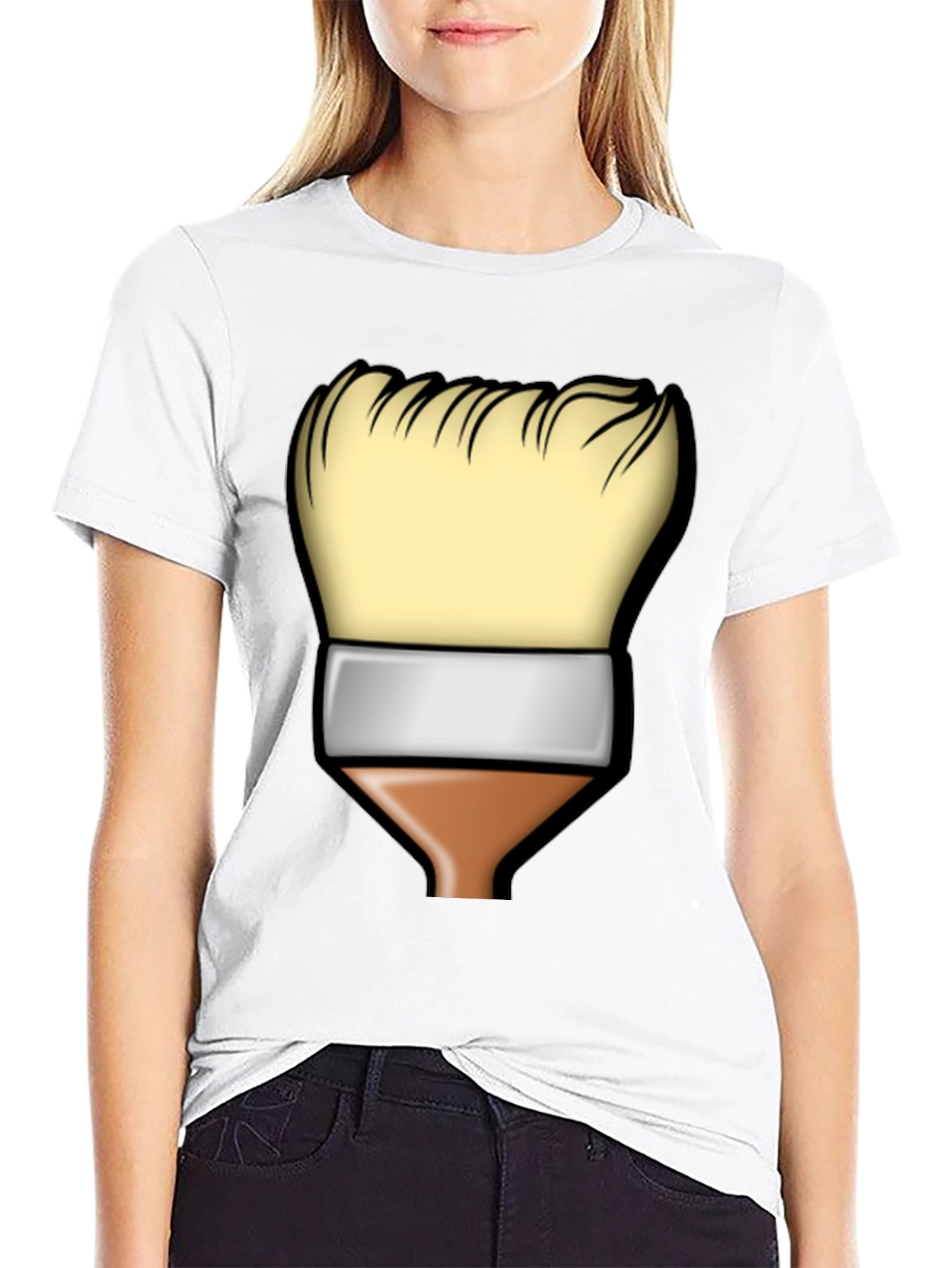 Paint Brush Graphic Tee - Artistic Black T-Shirt