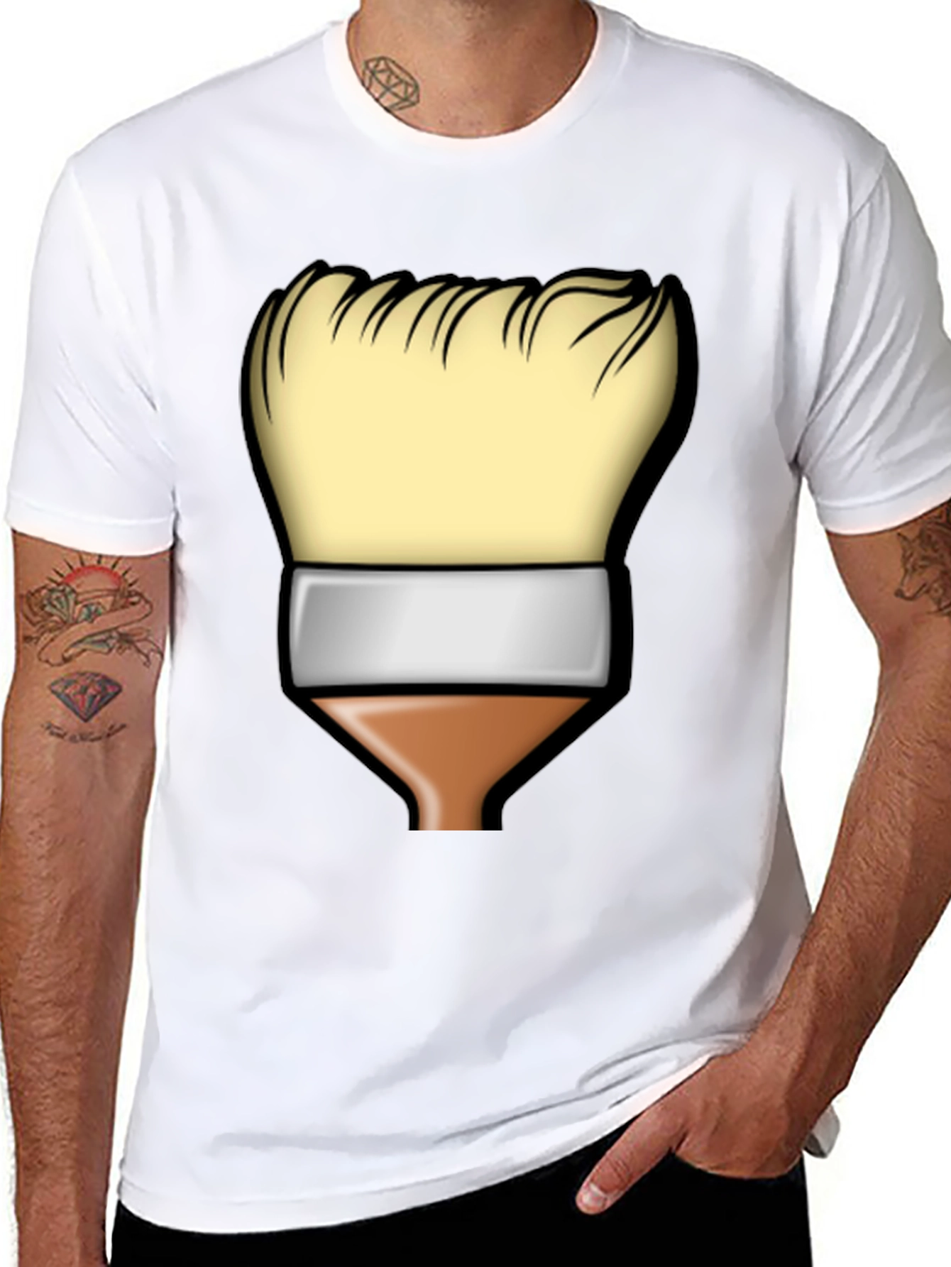 Paint Brush Graphic Tee - Artistic Black T-Shirt