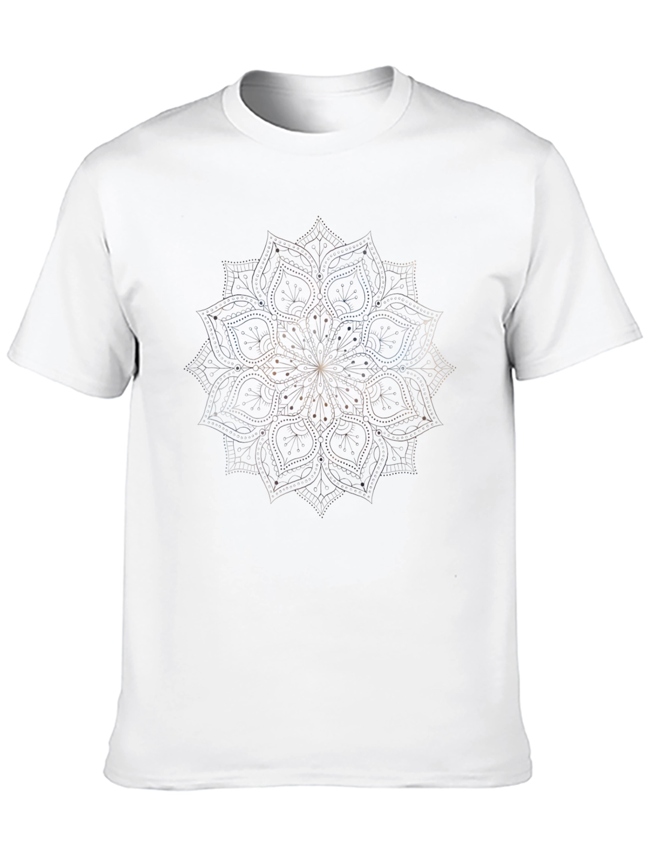 Elegant Mandala Print Black T-Shirt