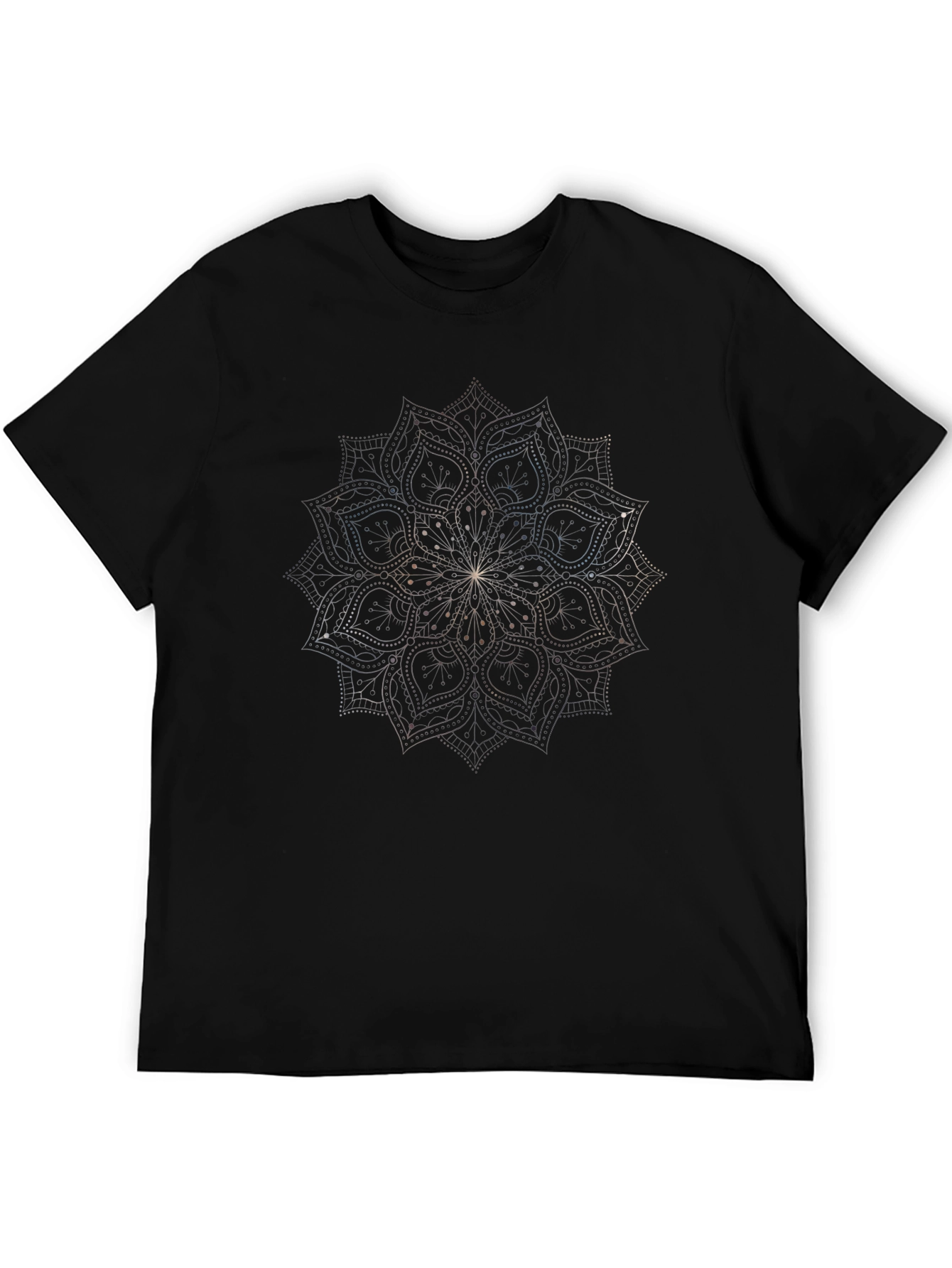 Elegant Mandala Print Black T-Shirt