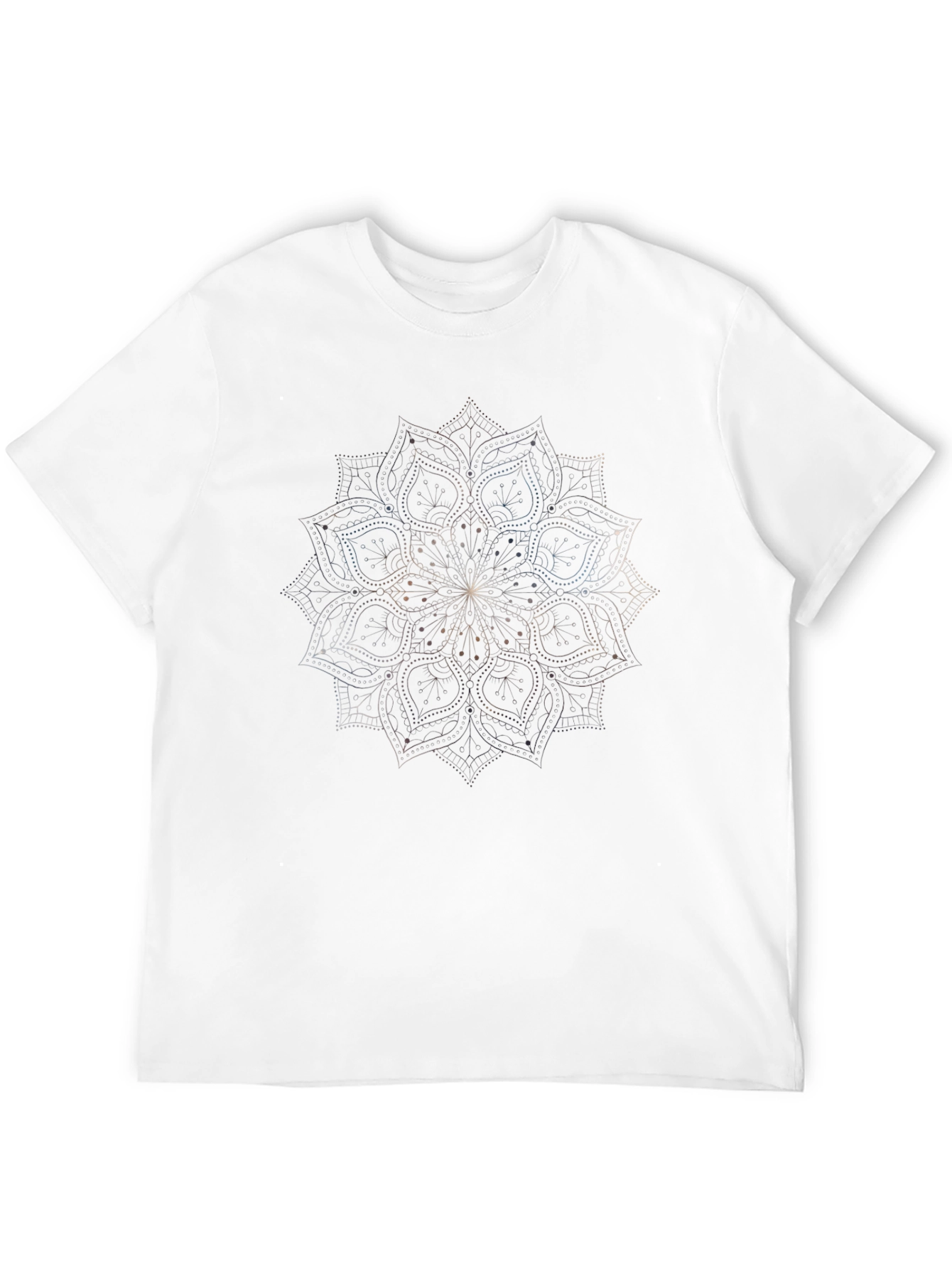 Elegant Mandala Print Black T-Shirt