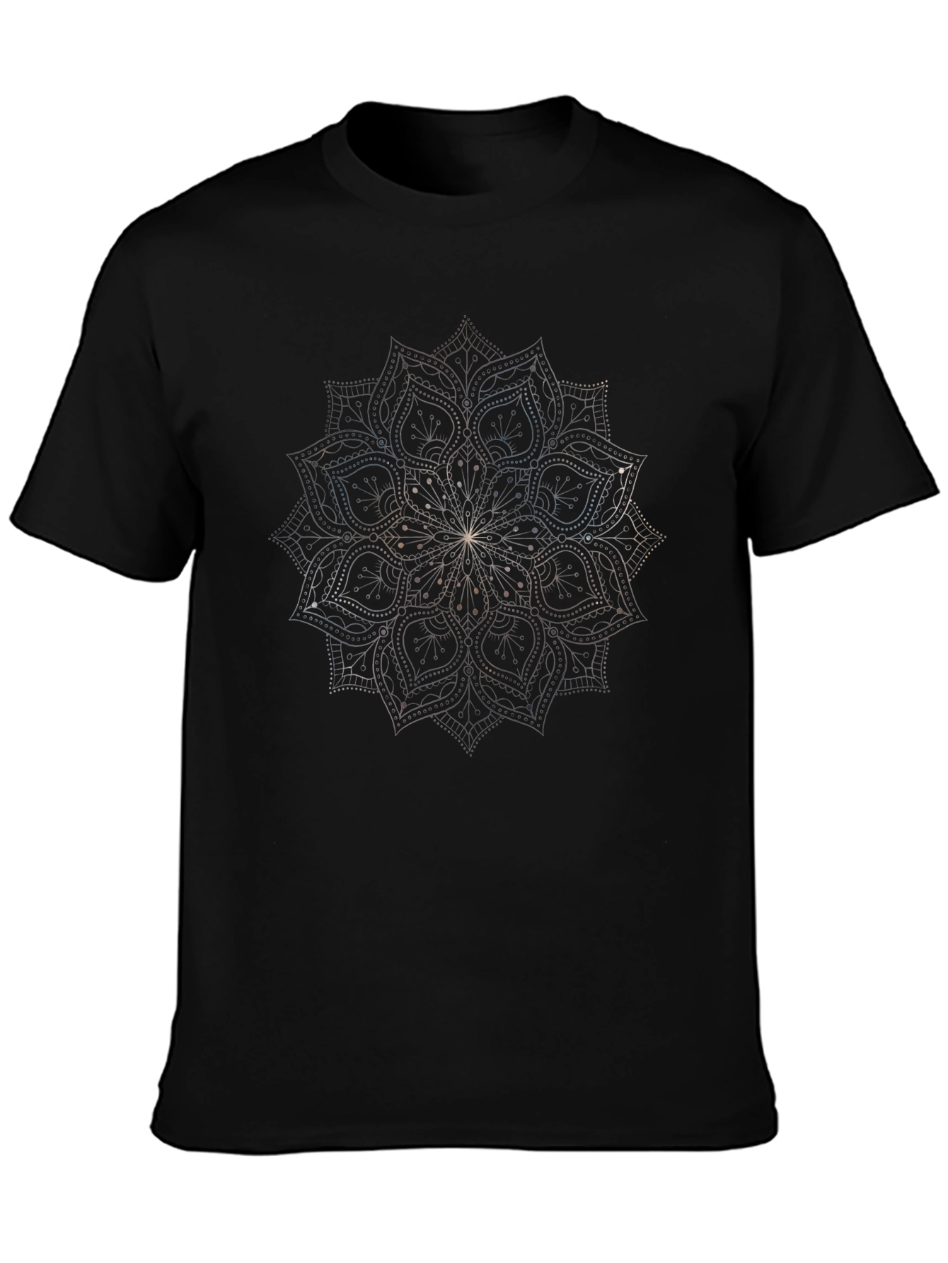 Elegant Mandala Print Black T-Shirt