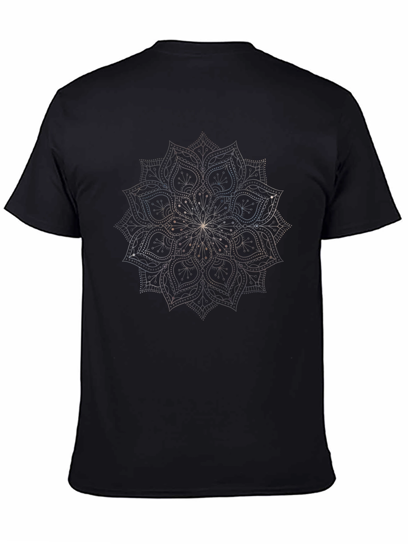 Elegant Mandala Print Black T-Shirt
