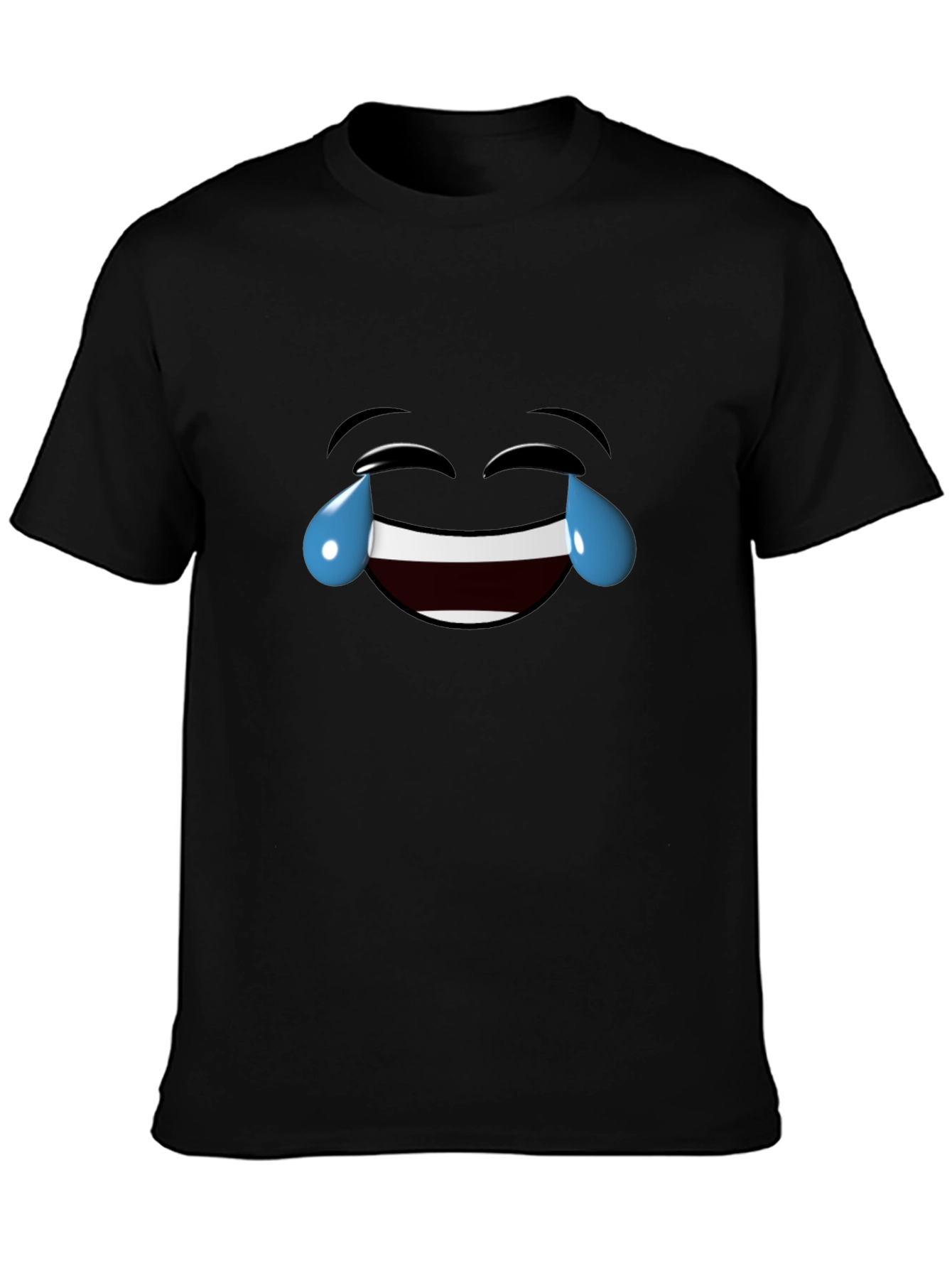 Laughing Emoji Black Cotton T-Shirt