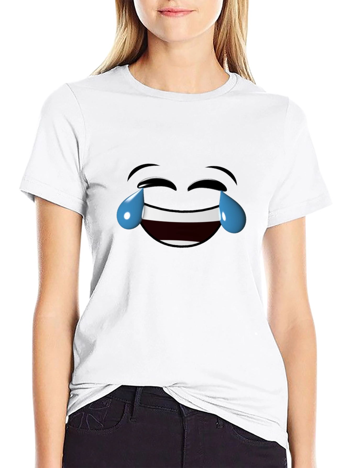 Laughing Emoji Black Cotton T-Shirt