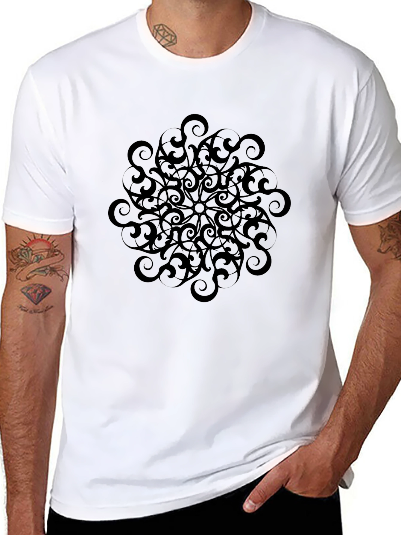 Abstract Mandala Graphic Black T-Shirt