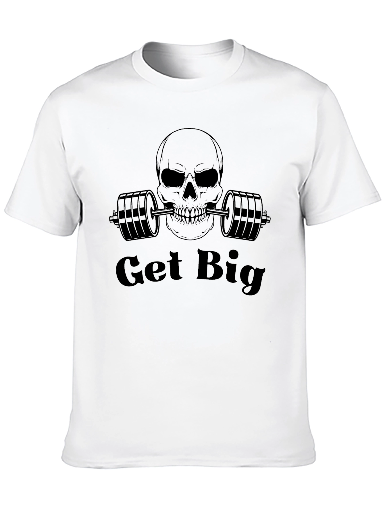 Get Big Skull Barbell Graphic T-Shirt