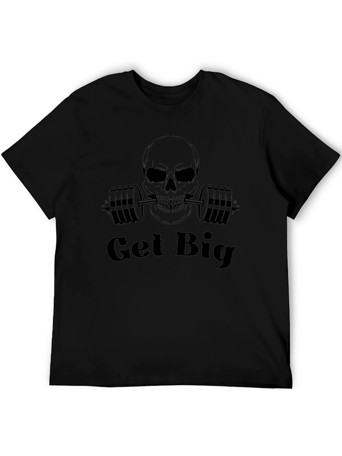 Get Big Skull Barbell Graphic T-Shirt