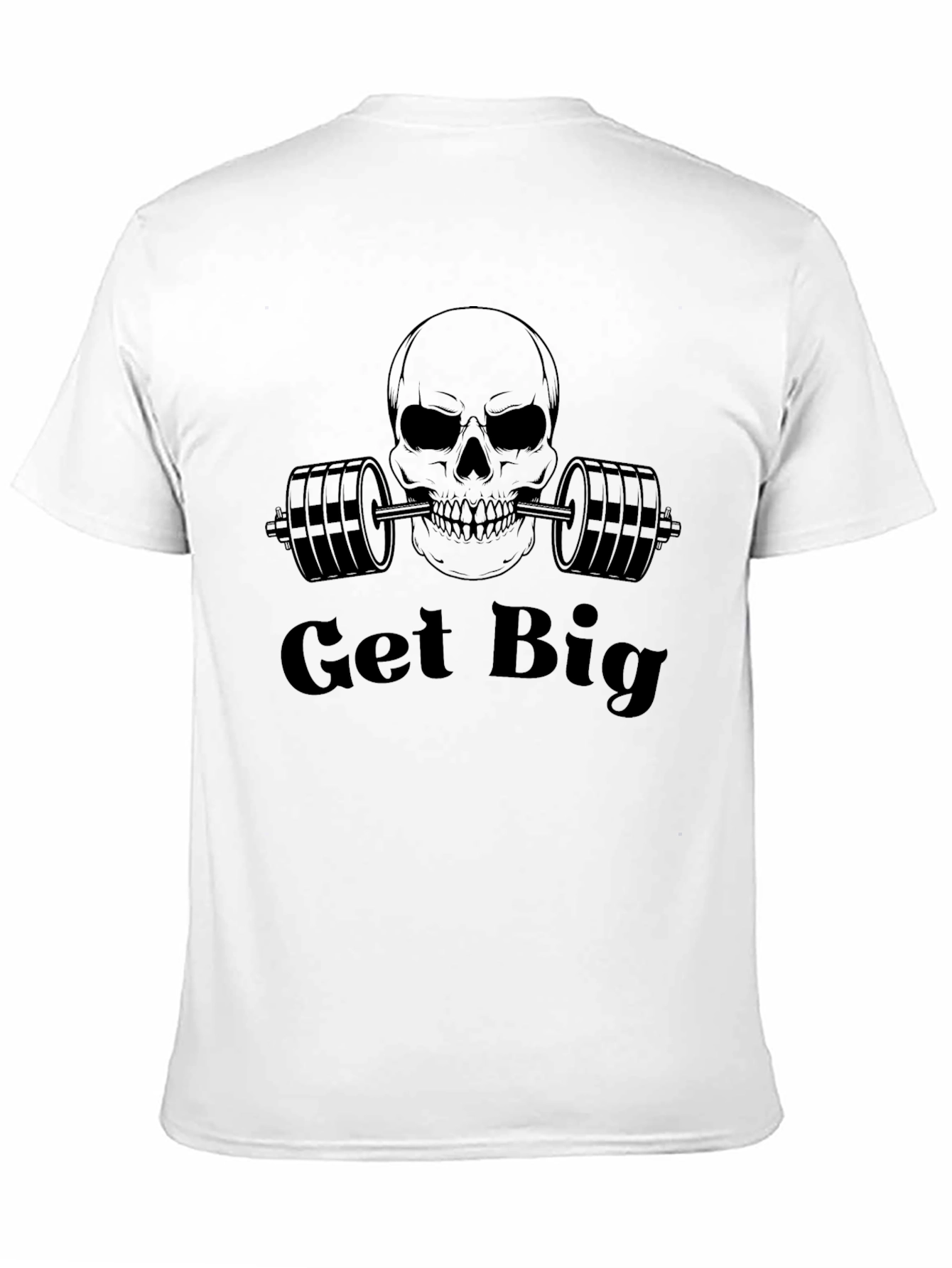 Get Big Skull Barbell Graphic T-Shirt