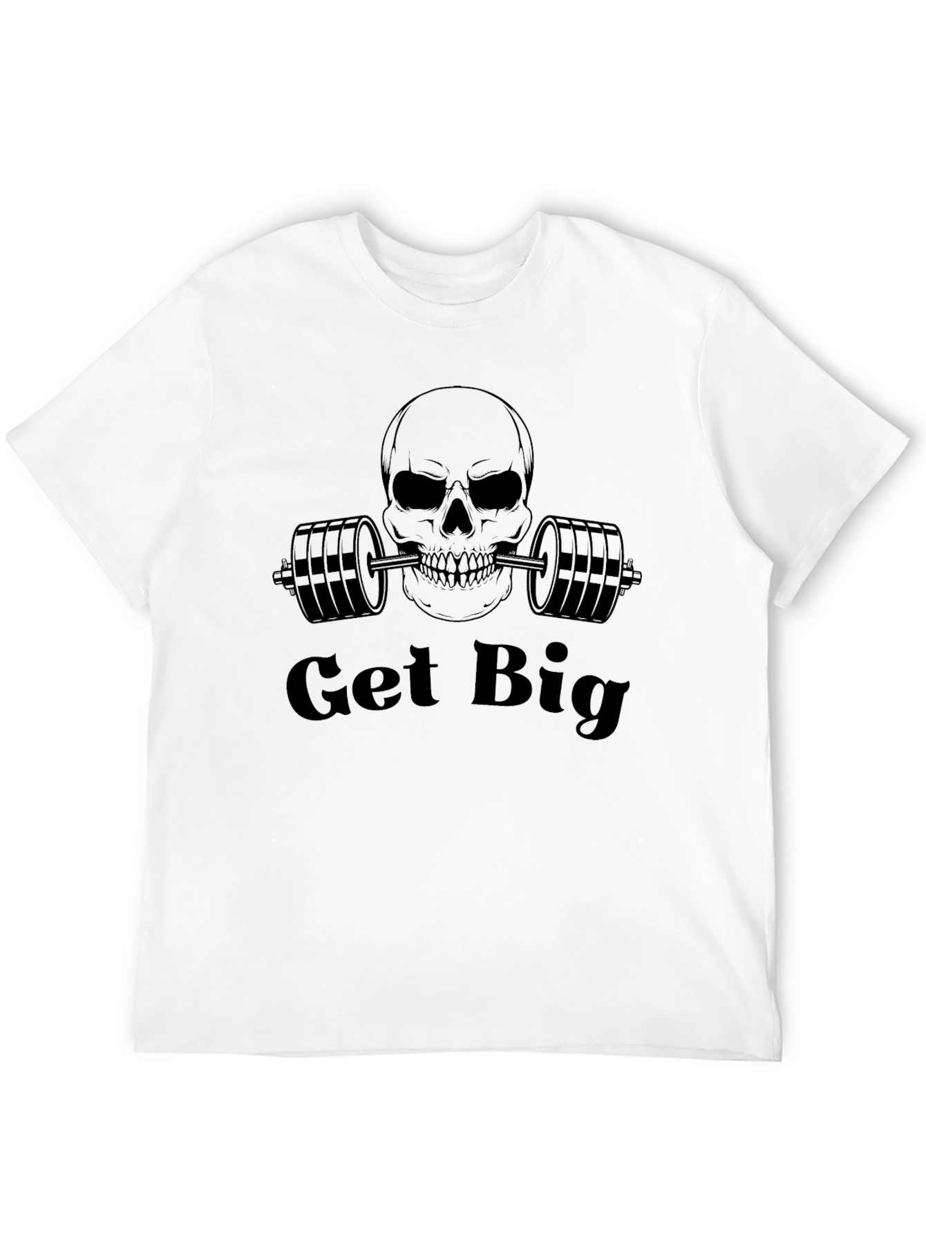 Get Big Skull Barbell Graphic T-Shirt