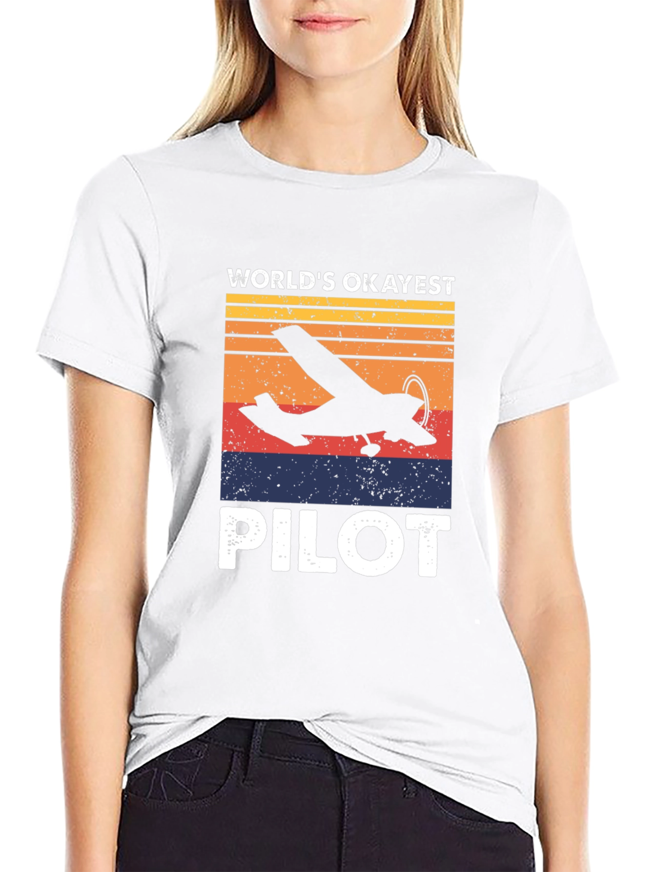 Worlds Okayest Pilot T-Shirt - Aviation Gift
