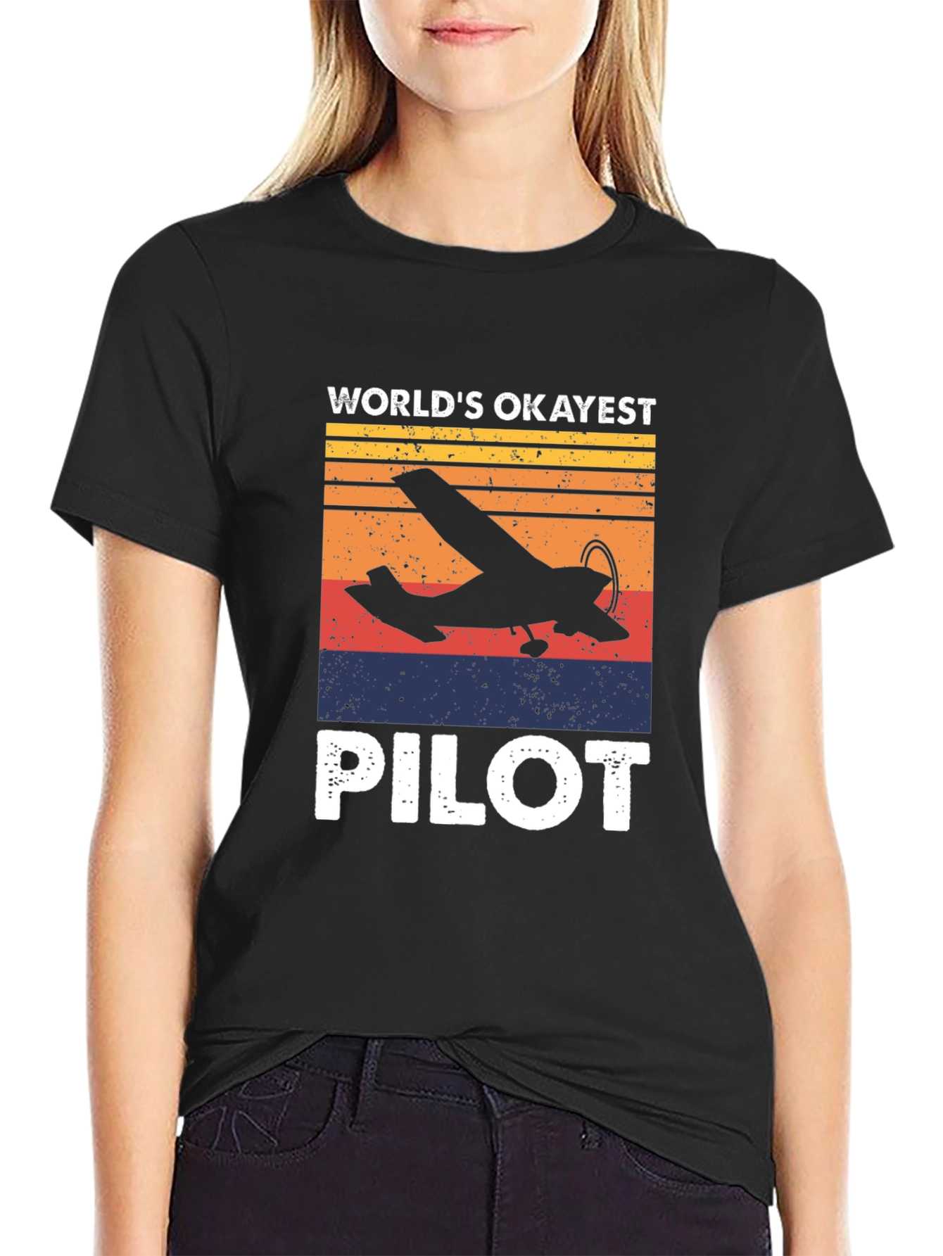 Worlds Okayest Pilot T-Shirt - Aviation Gift