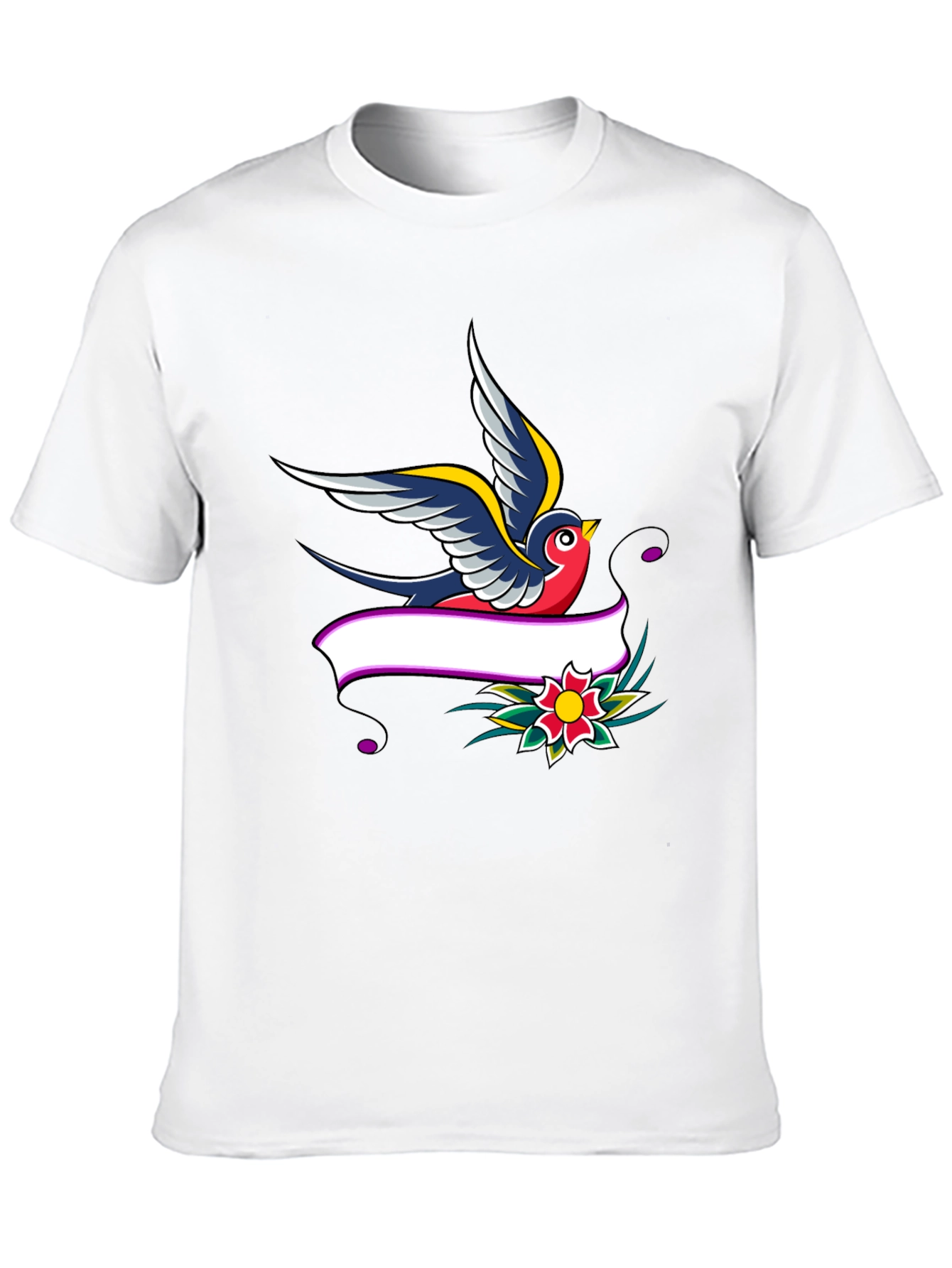 Swallow & Banner Graphic Print Black T-Shirt