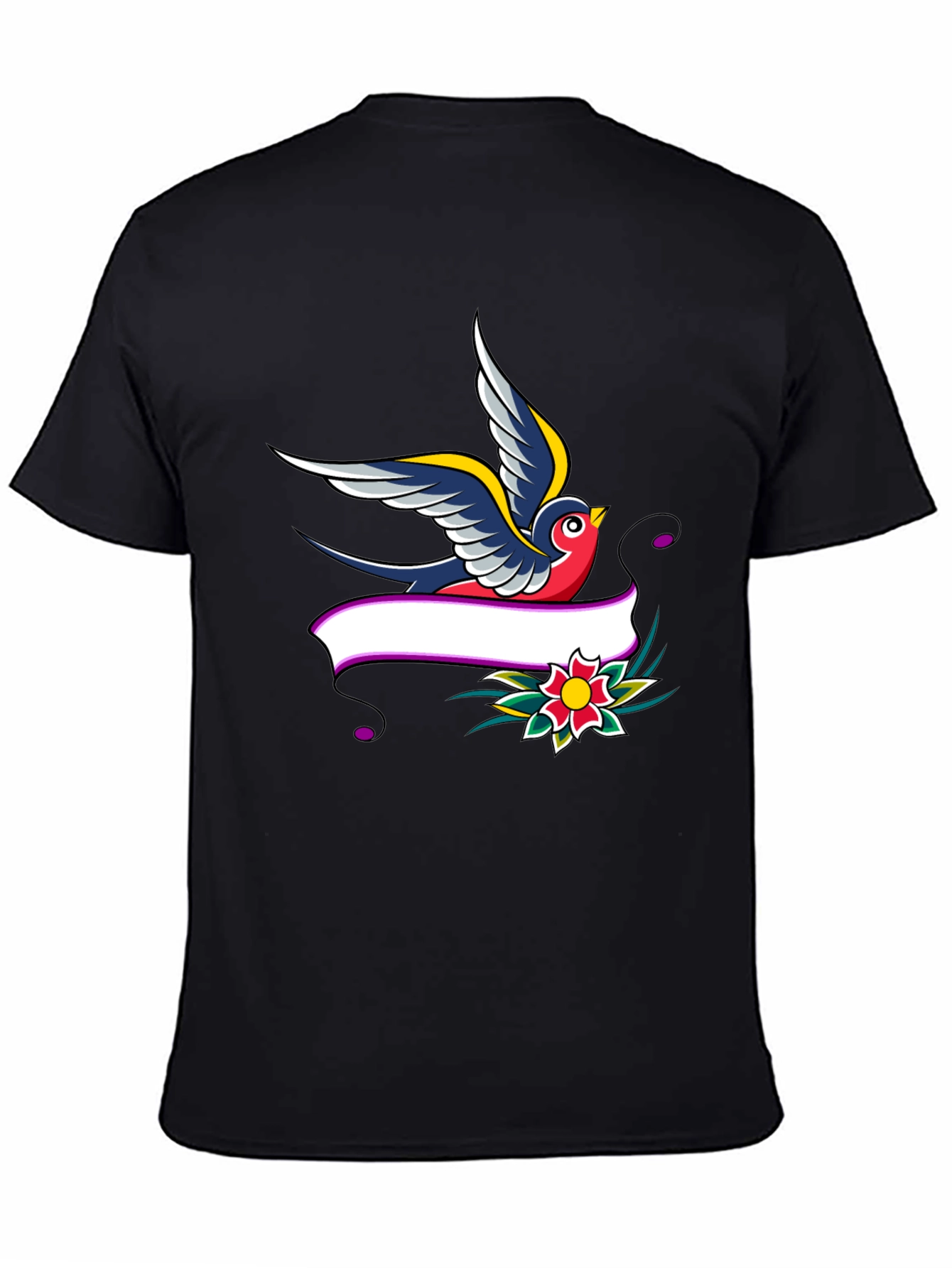 Swallow & Banner Graphic Print Black T-Shirt
