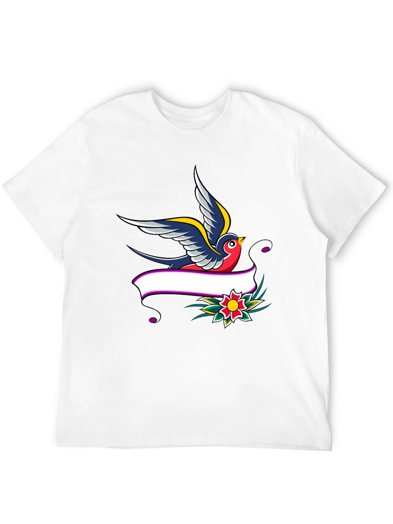 Swallow & Banner Graphic Print Black T-Shirt