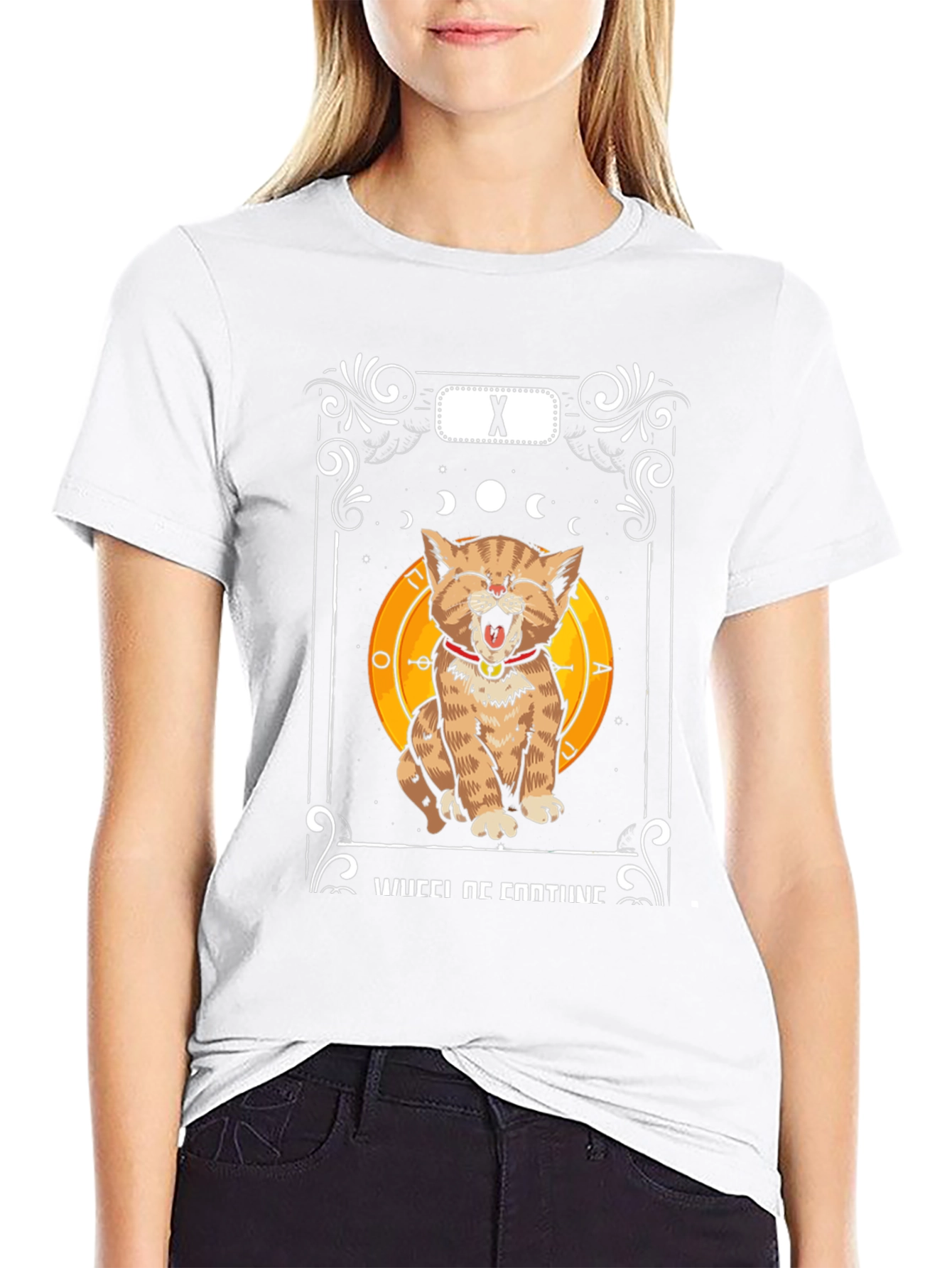 Funny Cat Tarot Card Wheel of Fortune T-Shirt