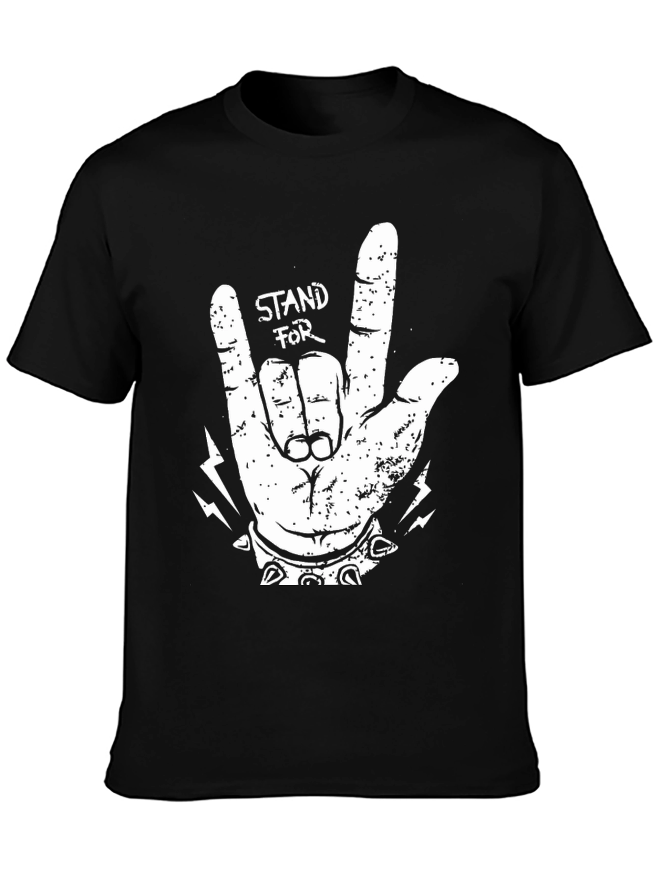 Stand For Rock Gesture Graphic Tee - Black