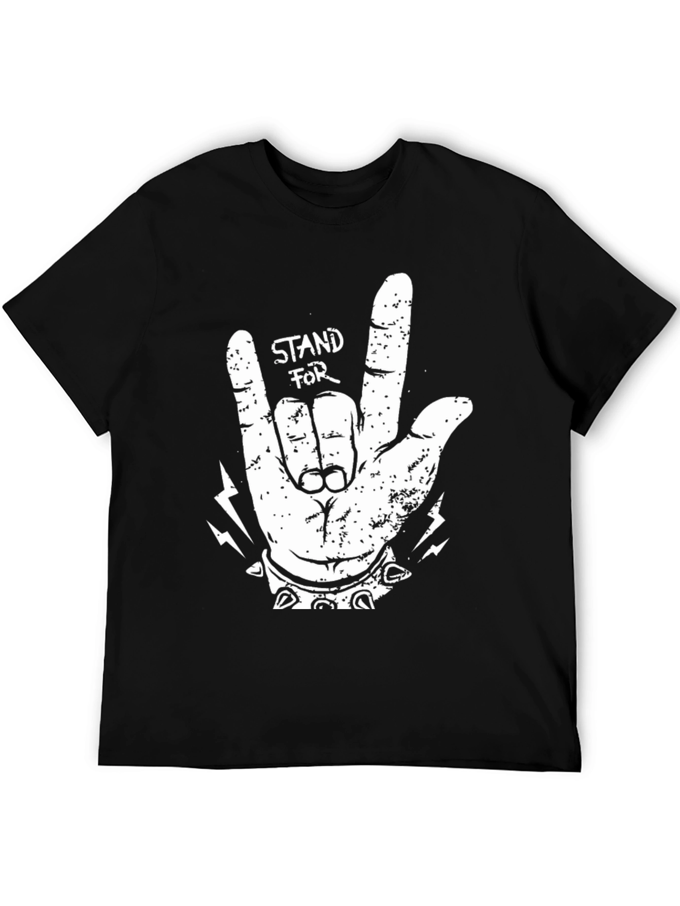 Stand For Rock Gesture Graphic Tee - Black