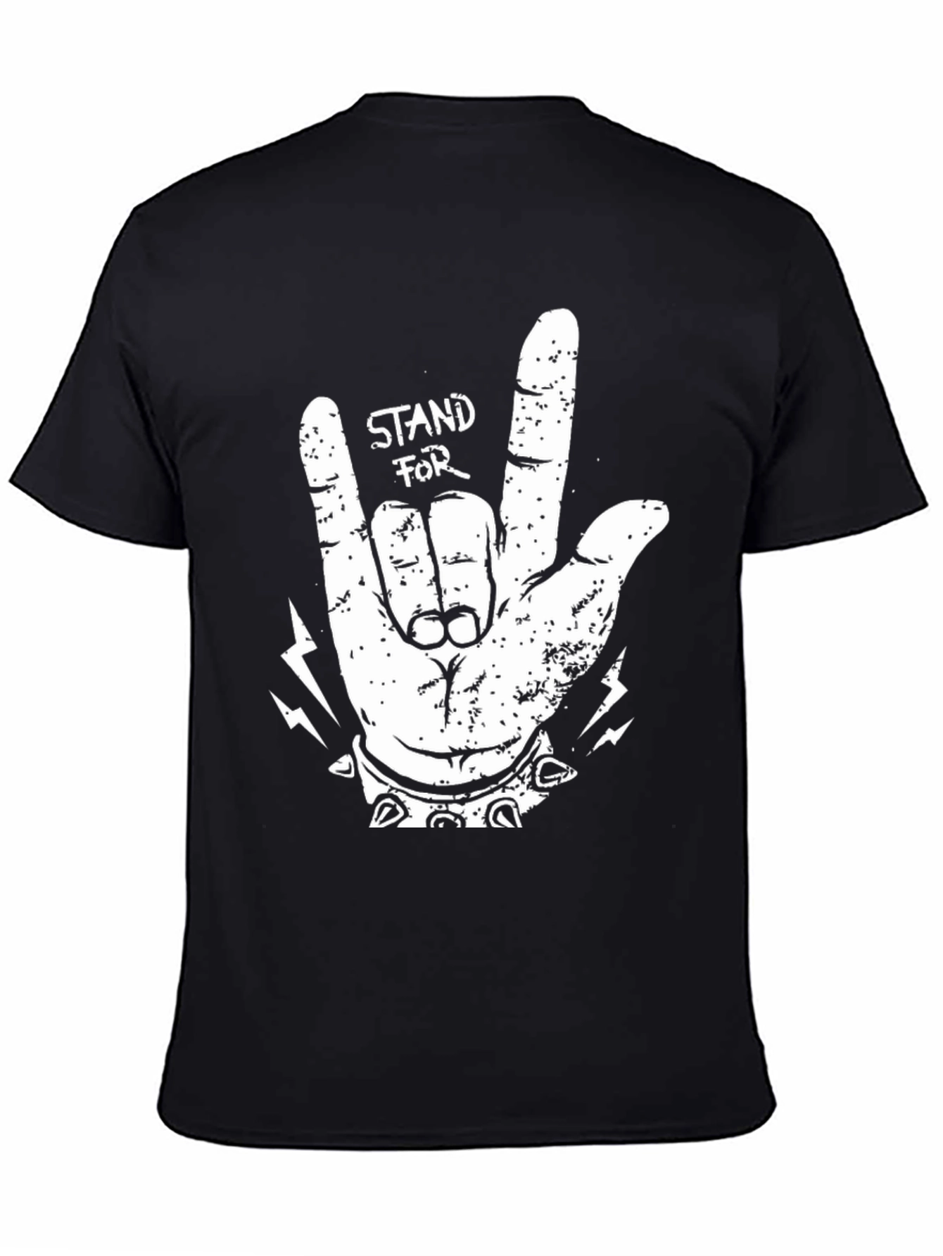 Stand For Rock Gesture Graphic Tee - Black