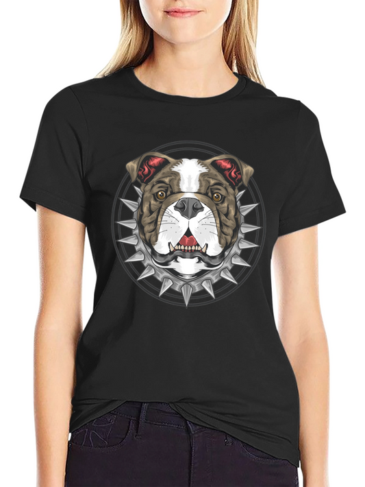 Bulldog Spike Collar Graphic Tee - Bold Streetwear Style