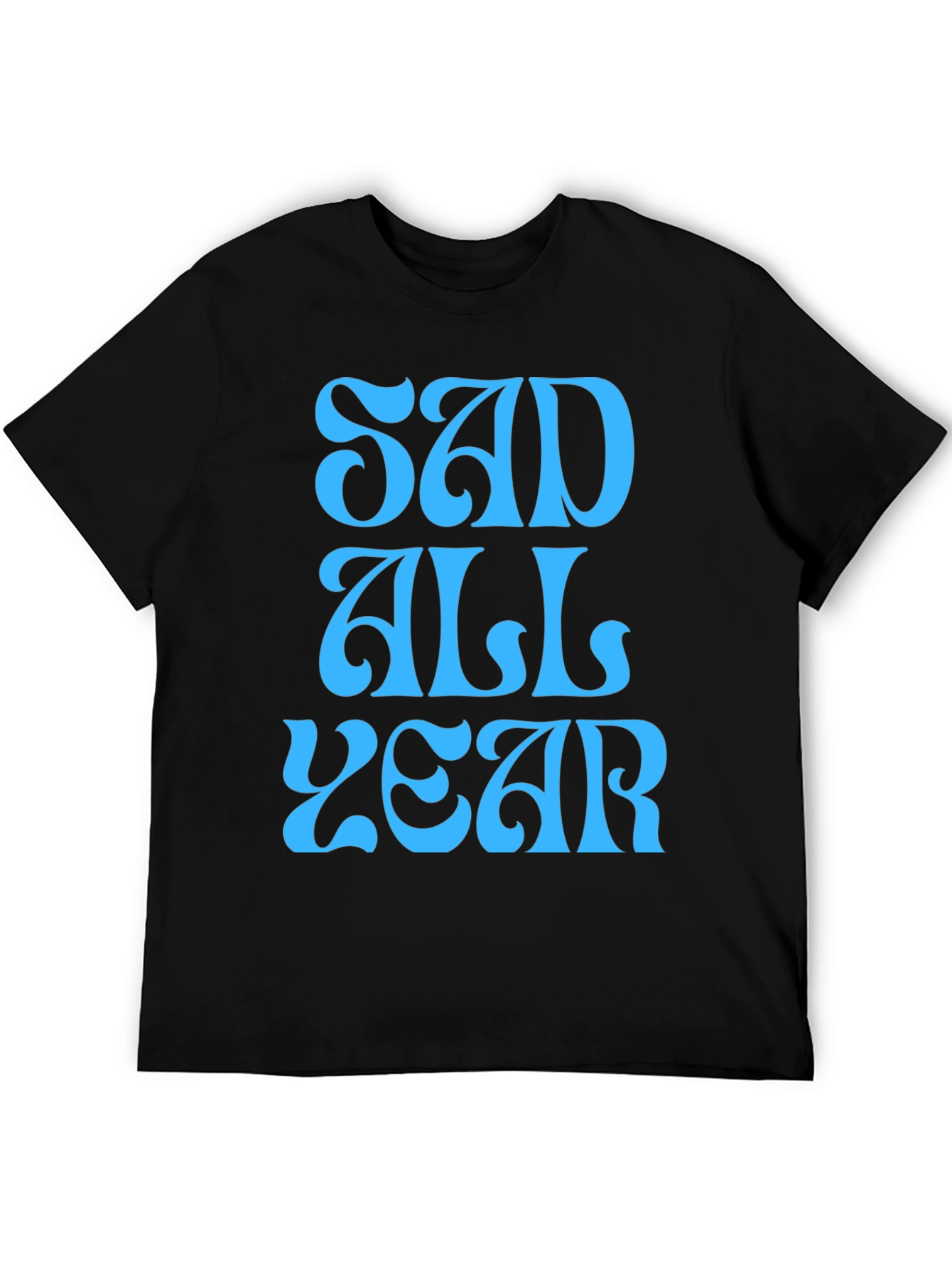 Sad All Year Graphic T-Shirt - Black