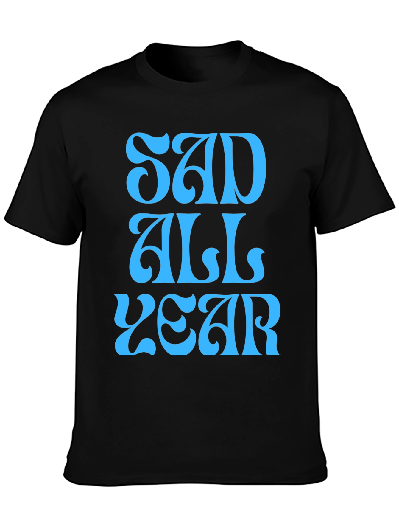 Sad All Year Graphic T-Shirt - Black