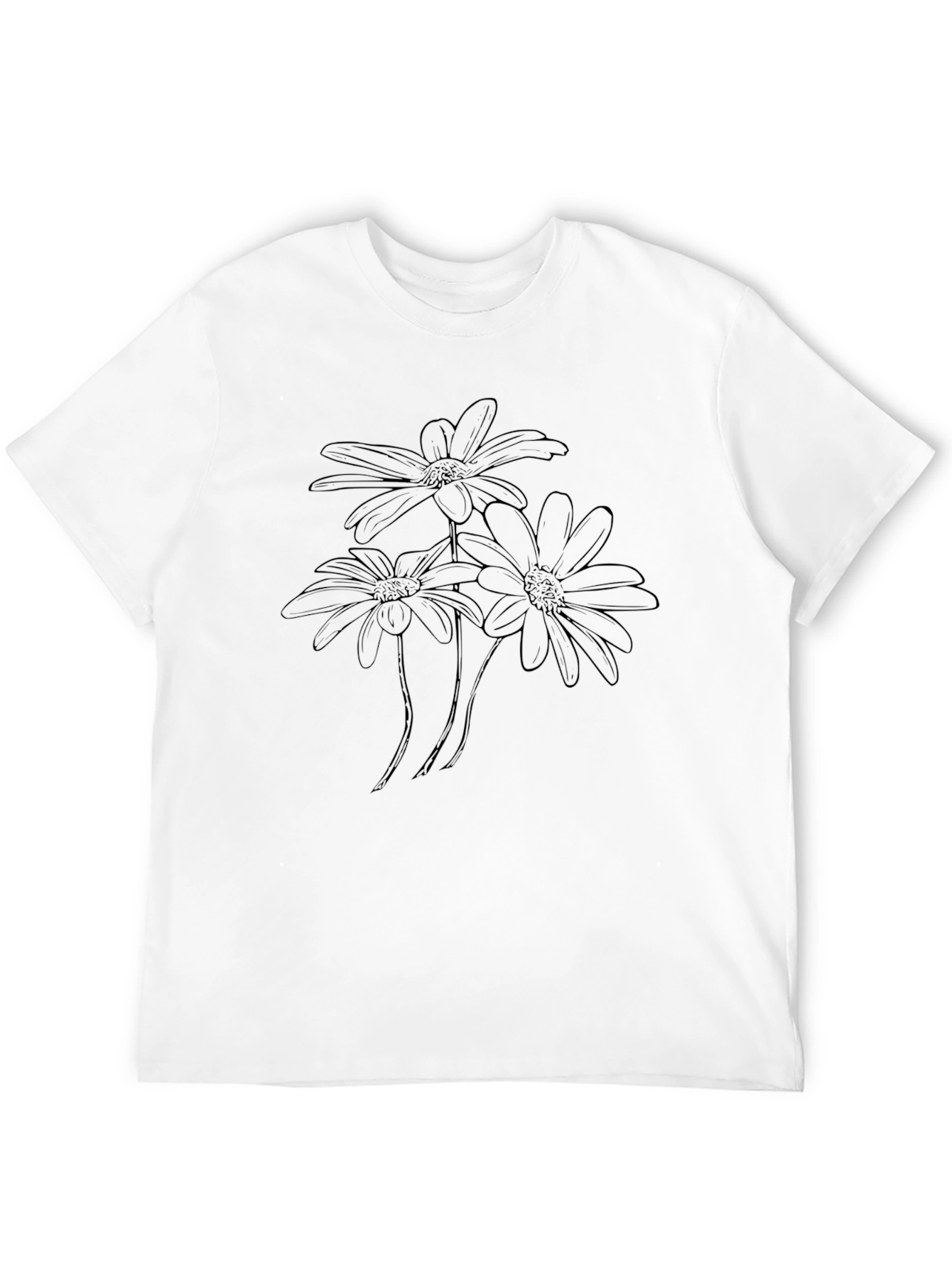 Floral Outline Graphic Black T-Shirt