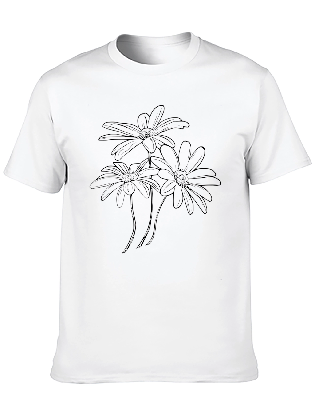 Floral Outline Graphic Black T-Shirt