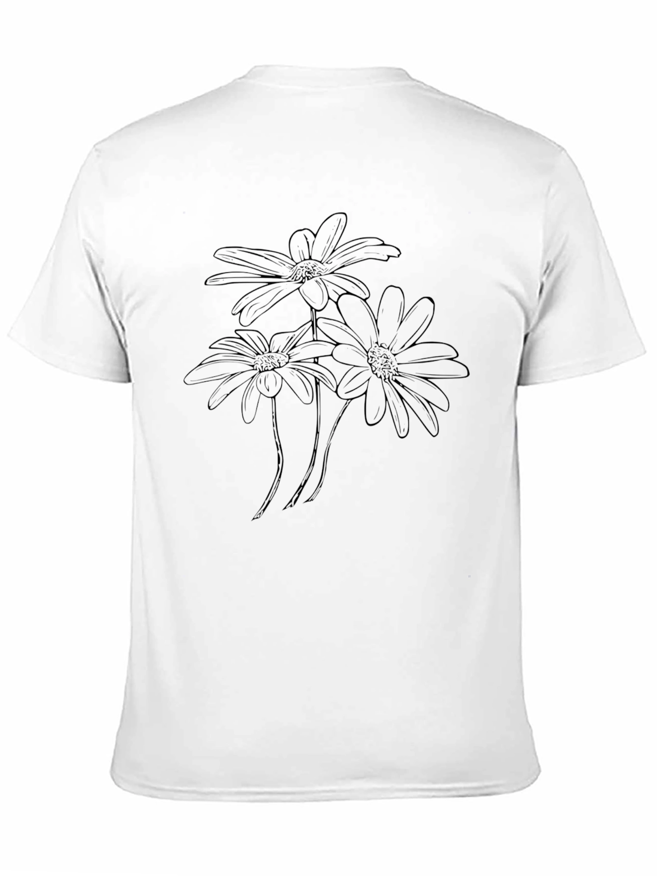 Floral Outline Graphic Black T-Shirt
