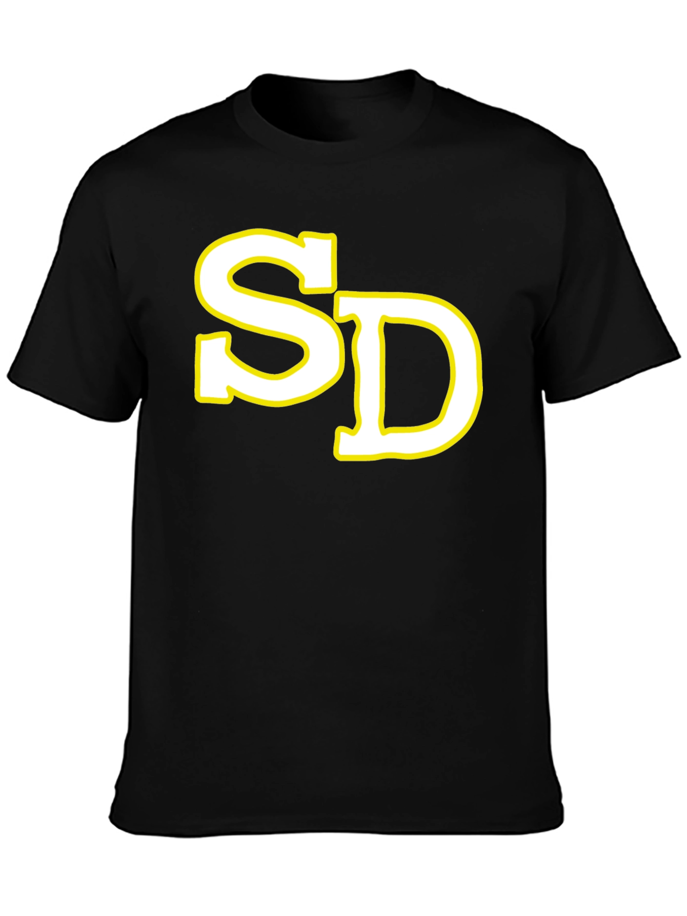 SD Initial T-Shirt - Black Cotton Blend Casual Tee
