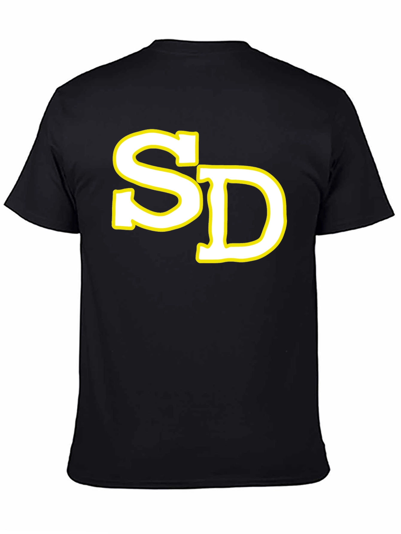 SD Initial T-Shirt - Black Cotton Blend Casual Tee