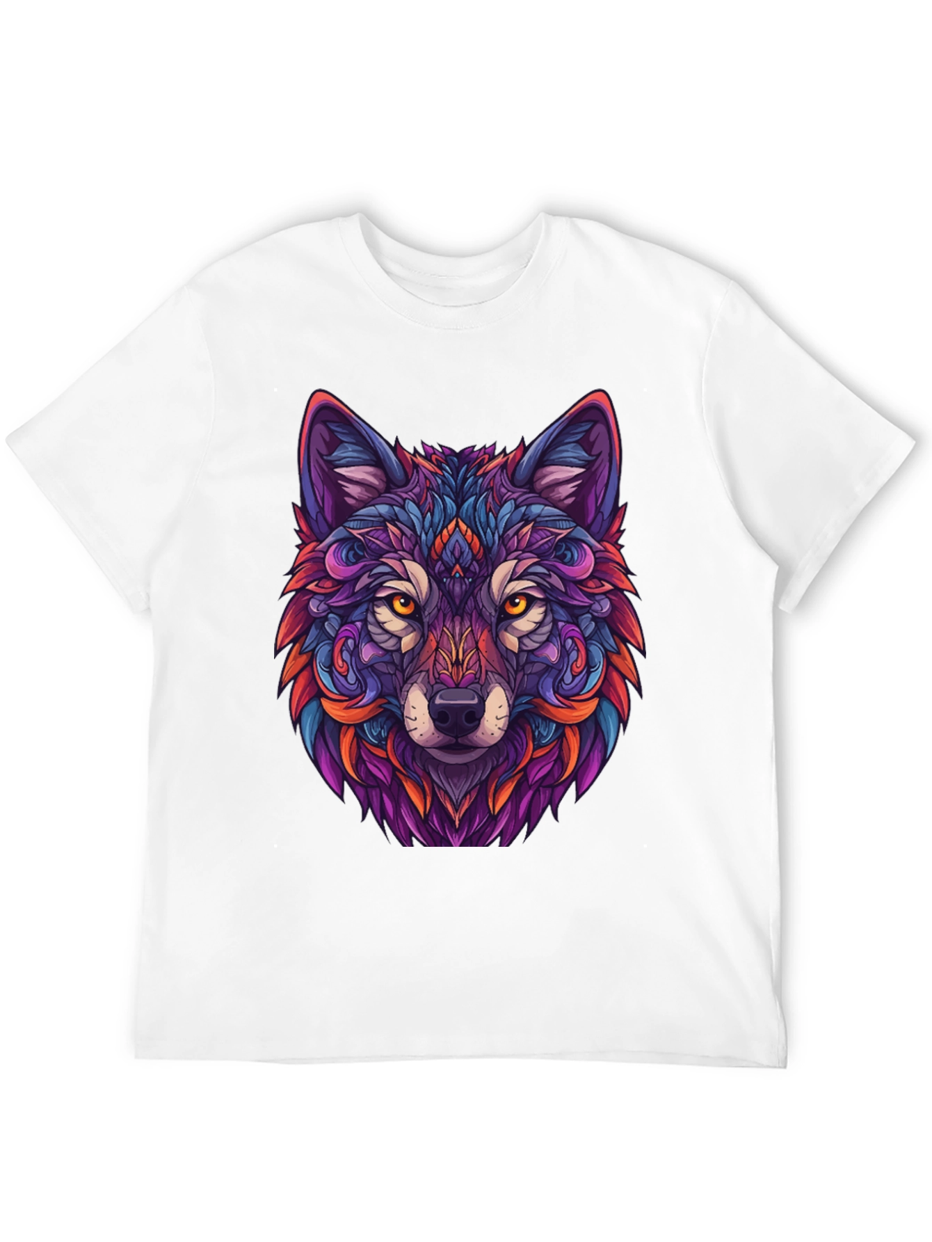 Vibrant Wolf Graphic Tee - Black T-Shirt