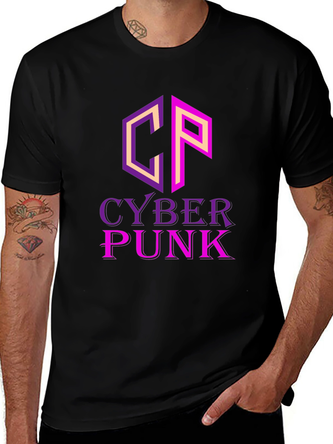Cyberpunk T-Shirt - Graphic Print Black Tee