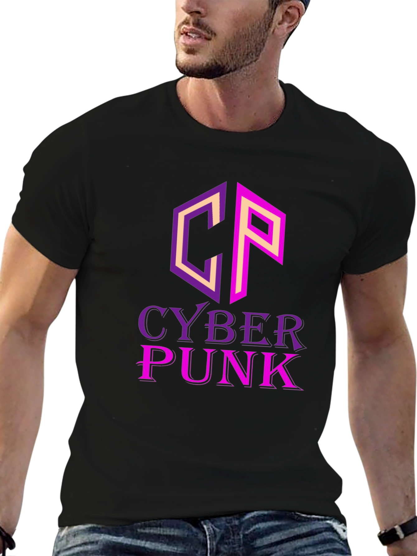 Cyberpunk T-Shirt - Graphic Print Black Tee